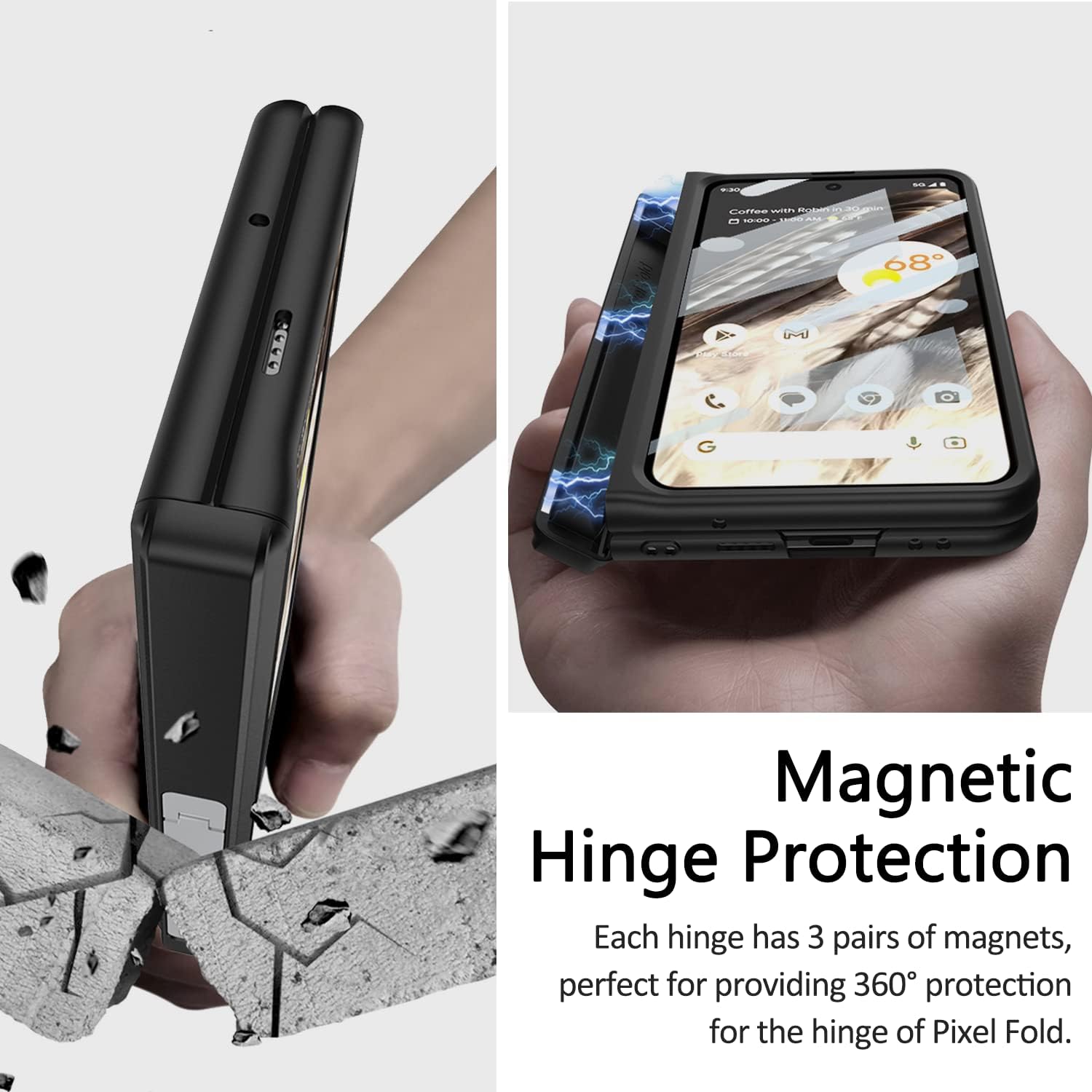 Miimall Funda compatible con Google Pixel Fold protección magnética de bisagra tarjetero protector de pantalla soporte duradero Funda de PC todo