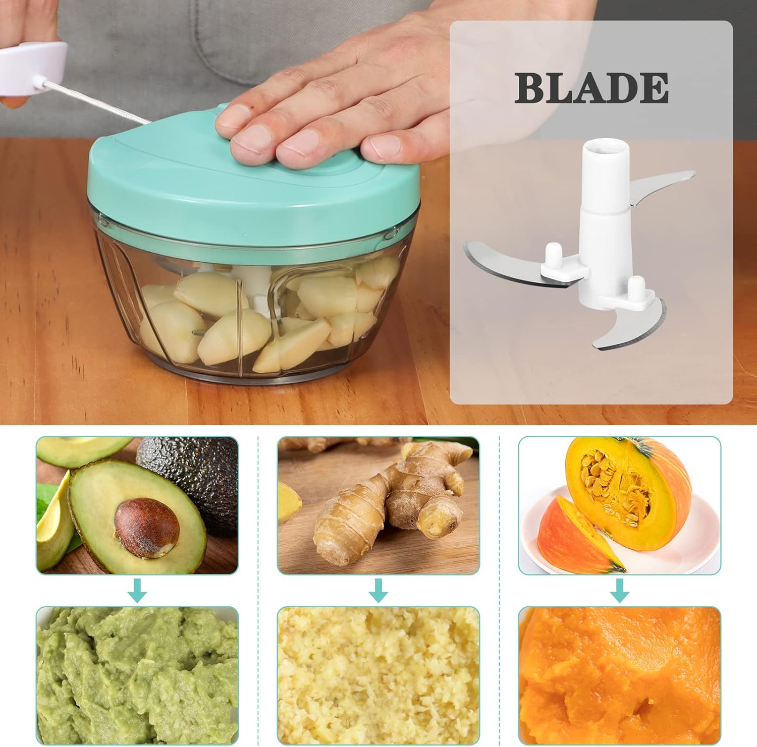 Cortador manual de alimentos, cortador de verduras, cortador de verduras, cortador de cebollas para verduras, frutas, frutos secos, material
