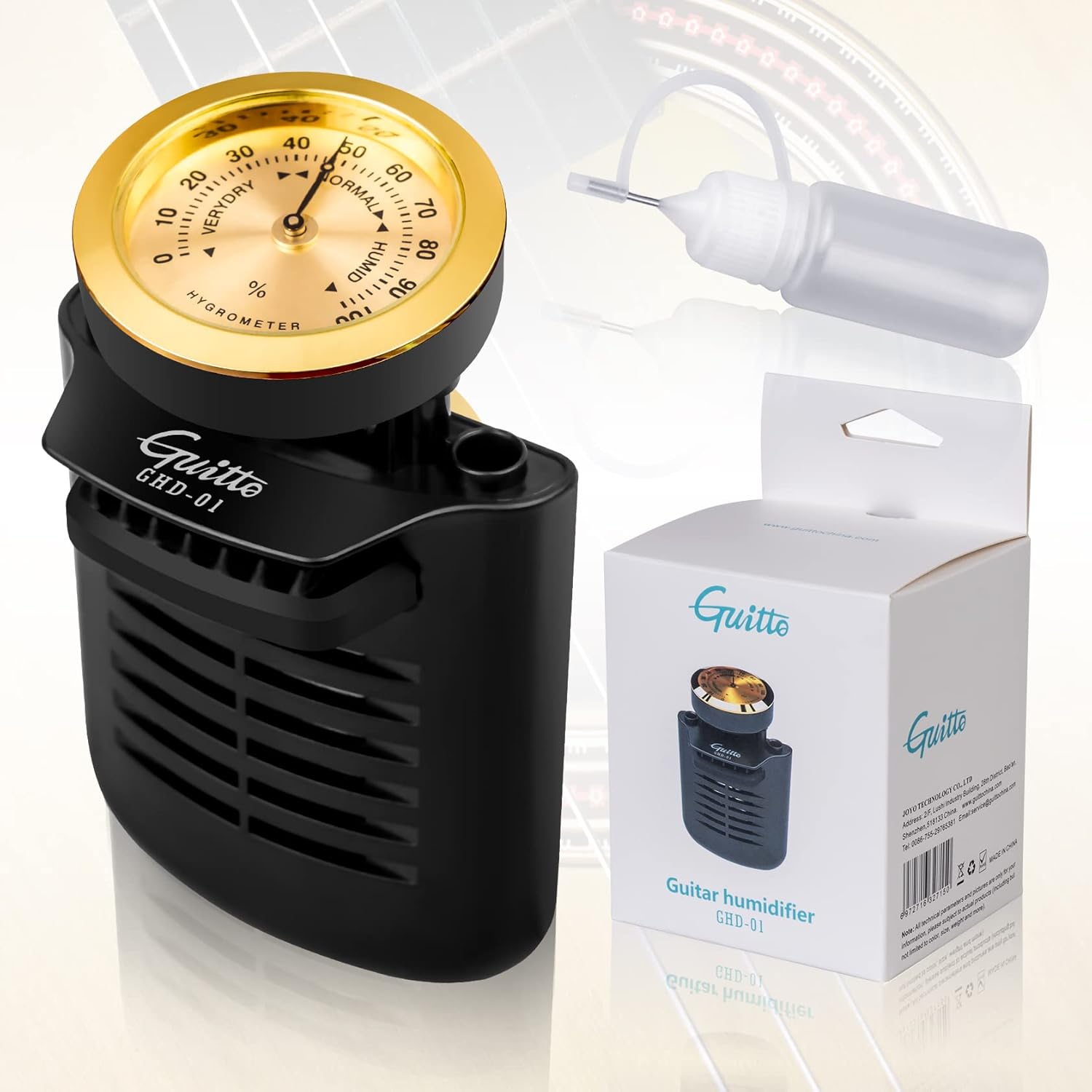 GUITTO – Humidificador de guitarra – Sistema de cuidado de la humedad 2 en 1 para guitarra acústica humidificador higrómetro GHD-01