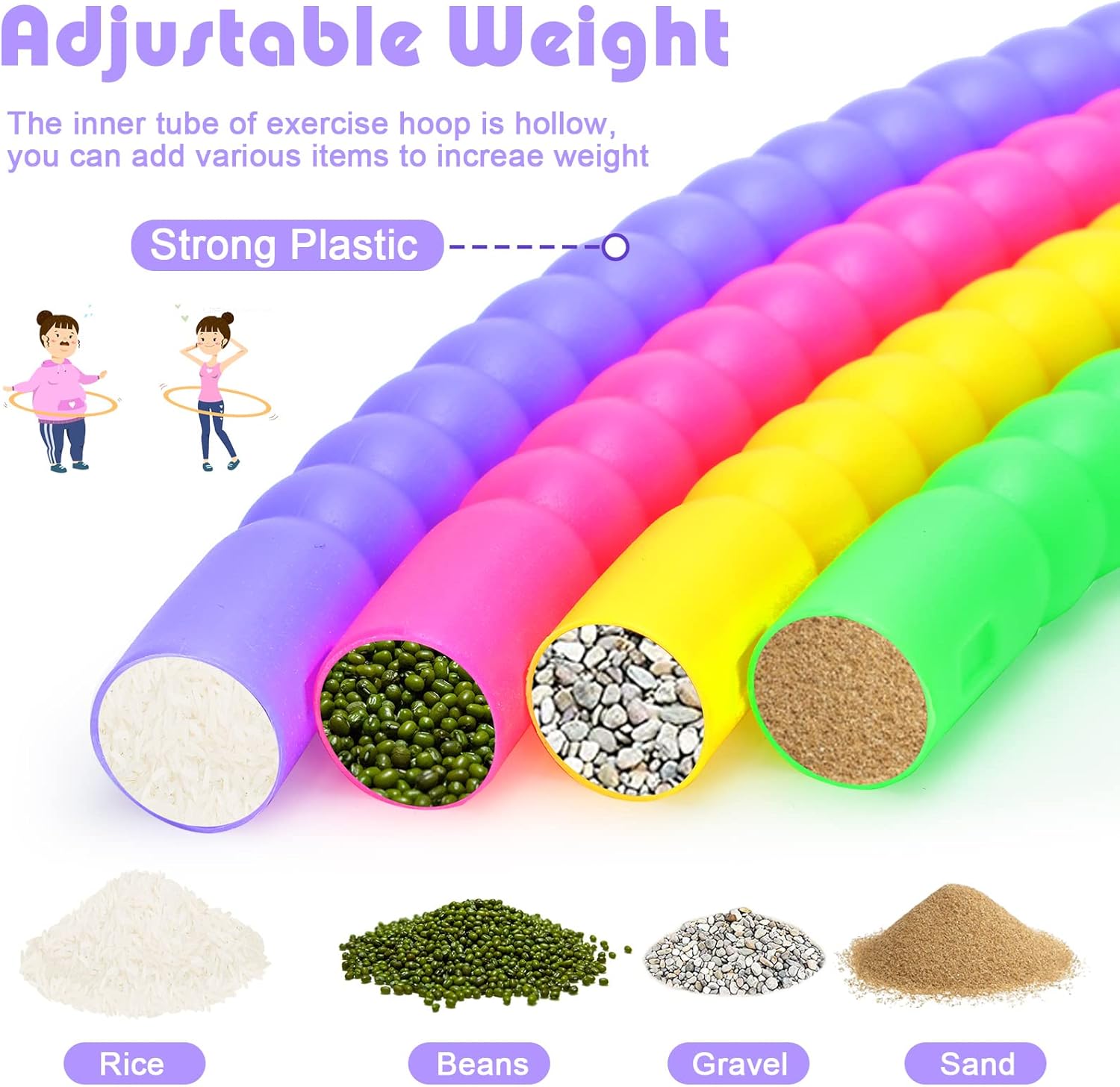 Aro de juguete desmontable de plástico, anillos ajustables, equipo de ejercicio, juguete para niños, juego de baile, deportes, fiesta, entrenamiento
