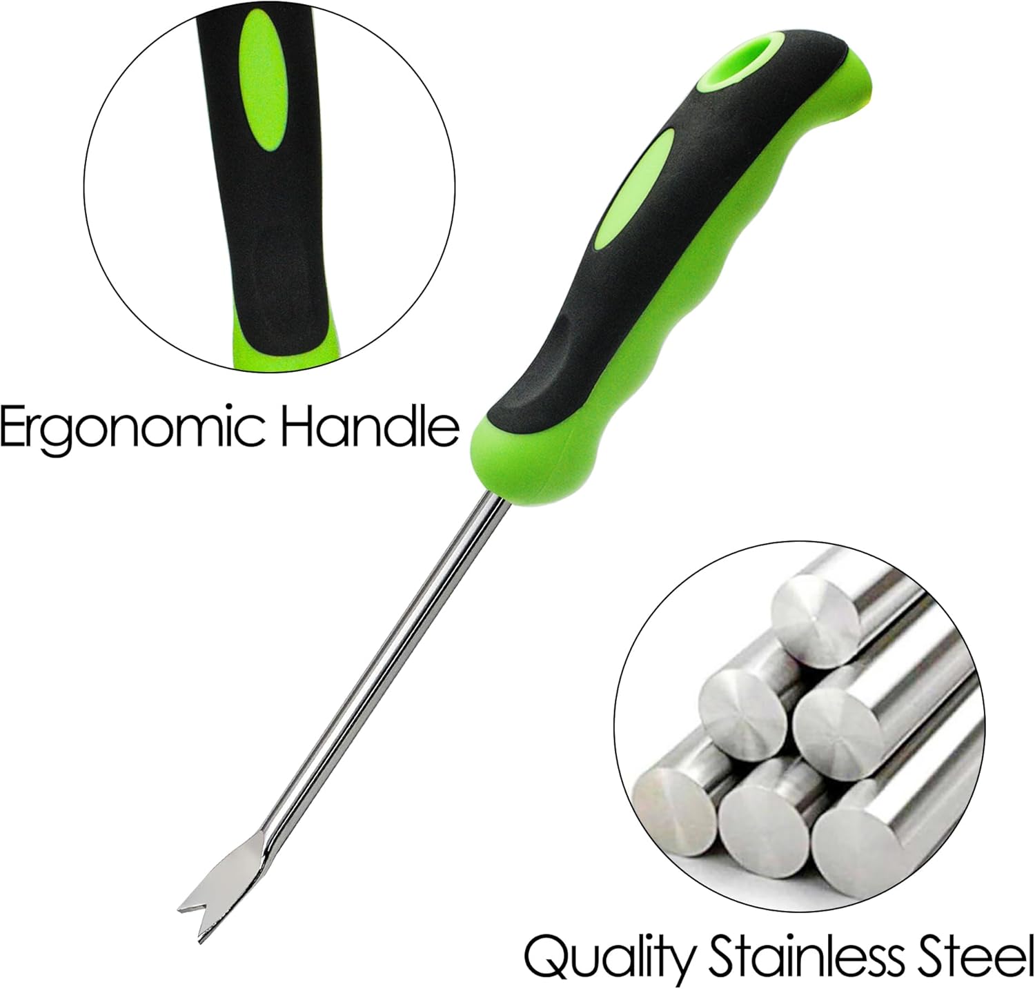 GEARLINTON Herramienta de desbrozadora manual de jardín con mango ergonómico, extractor de malezas de césped de jardín de acero inoxidable, paquete
