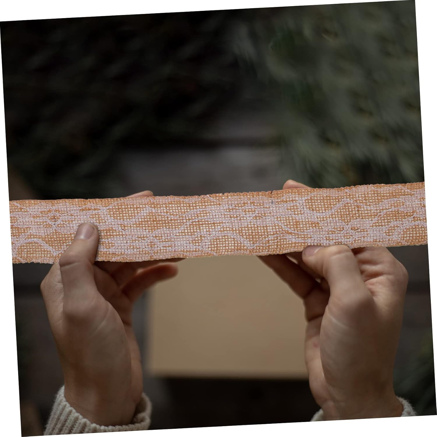 NOLITOY 7 Rolls Lace Burlap Roll Jute Lace Ribbon Wwrapping Ribbon Burlap Bow Farmhouse Ribbon for Crafts Lace Trims Tape Burlap Lace Ribbon Fabric
