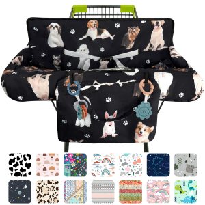Funda negra para carrito de compras para bebé, funda para silla alta 2 en 1, con arnés de seguridad, multifuncional, patrón de perro, fundas para Funda negra para carrito de compras para bebé, funda para silla alta 2 en 1, con arnés de seguridad, multifuncional, patrón de perro, fundas para