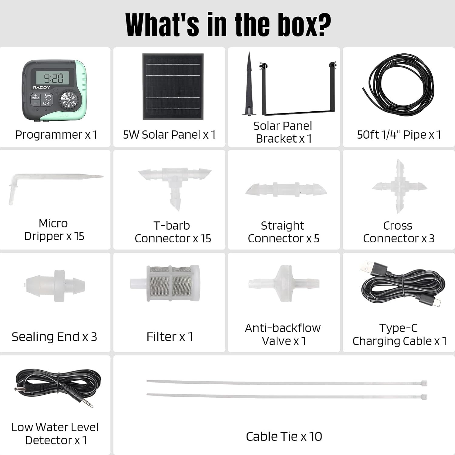 WS-1 Kit de riego por goteo, sistema de riego automático alimentado por energía solar de 5 W, temporizador de agua fácil de bricolaje para plantas