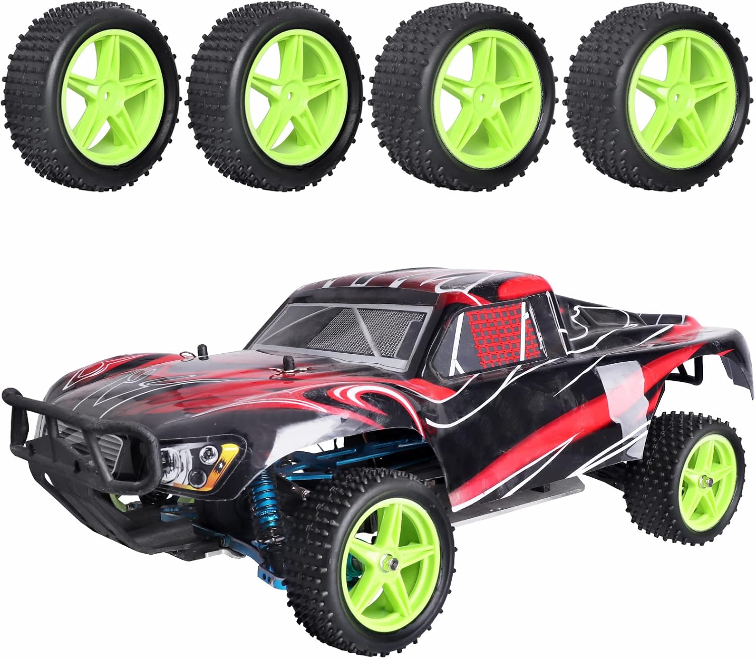 Llantas hexagonales de 0.472in y neumáticos de goma con inserciones de espuma de 3.46 pulgadas  3.465in de repuesto para 110 RC todoterreno Buggy,