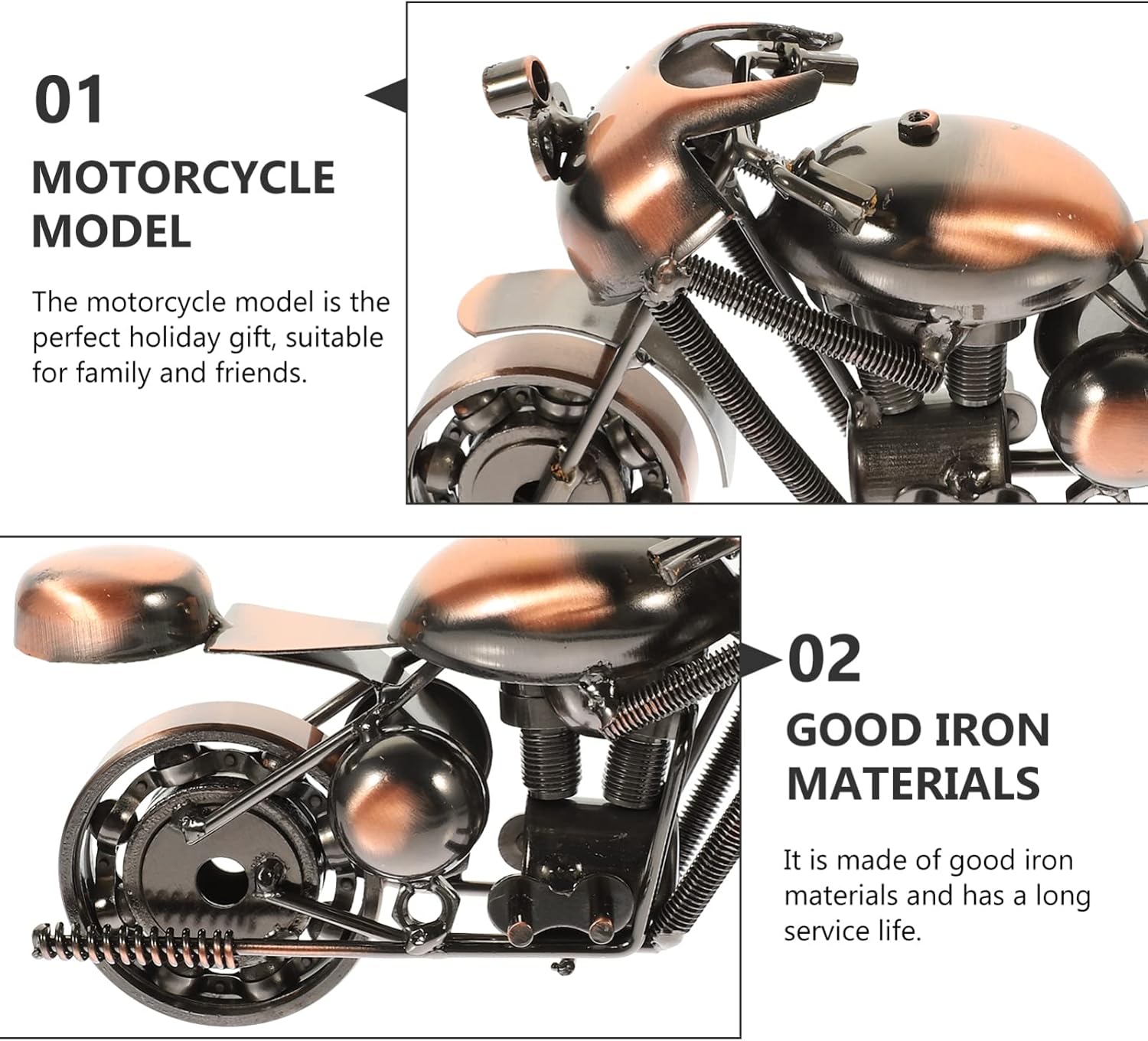 Motocicleta de metal retro, estilo vintage, de hierro forjado, modelo de motocicleta, artesanía, escultura de arte de hierro coleccionable para