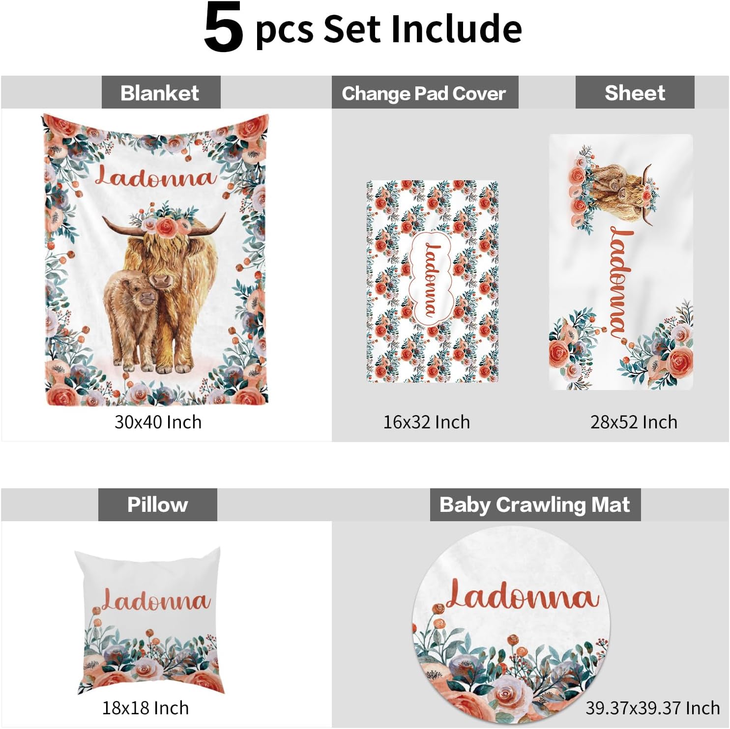 Juego de ropa de cama personalizada para cuna decoración personalizada para guardería, manta de bebé, sábana bajera para cuna, funda para cambiador,