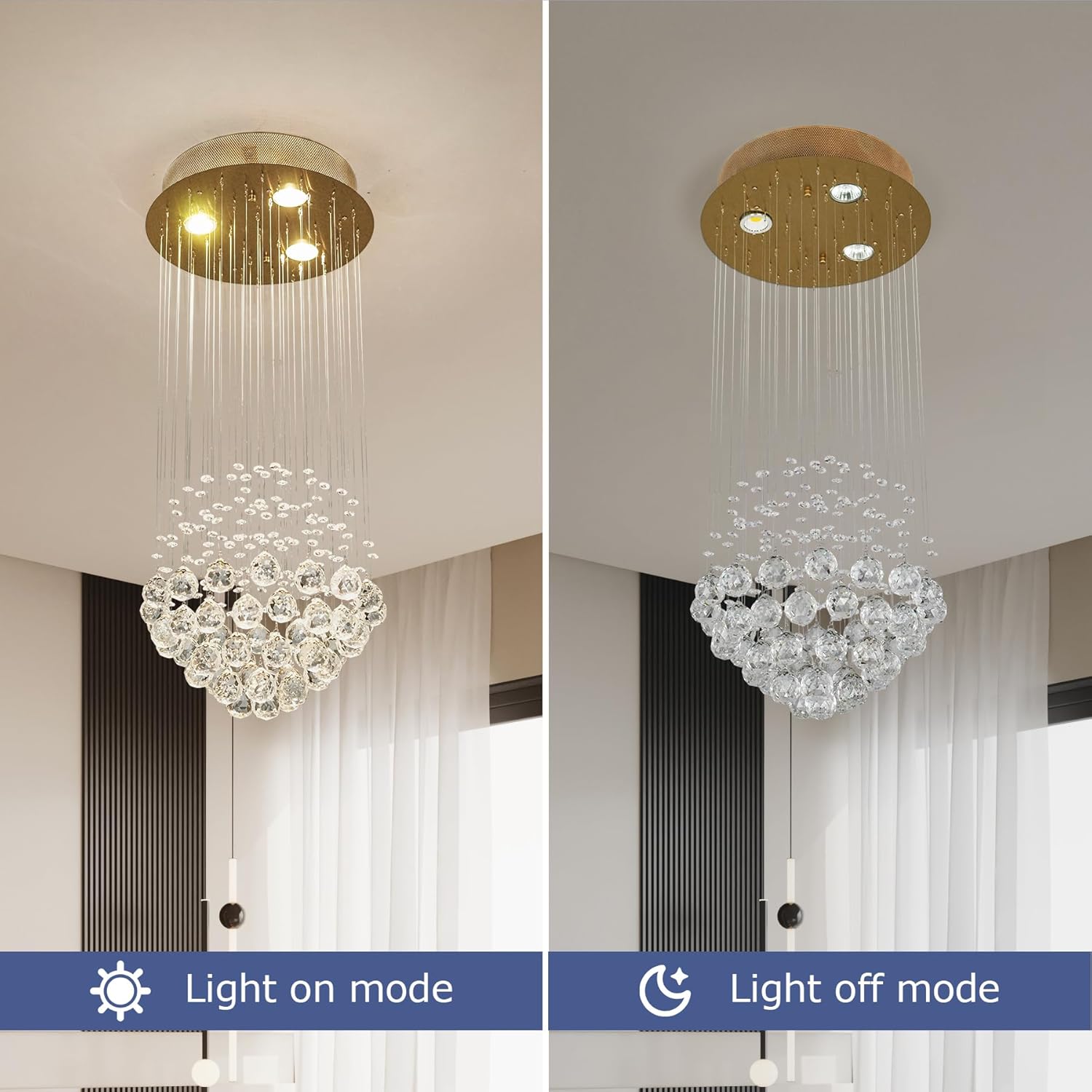 Moderno candelabro de cristal con forma de gota de lluvia, lámpara colgante para comedor, sala de estar, baño, vestíbulo