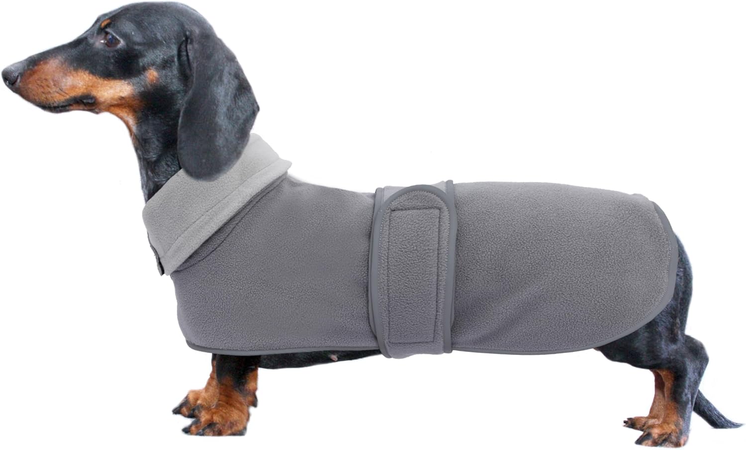 Geyecete – Chaqueta para perro, ideal para perros salchichas con forro de felpa acolchado y cuello alto, traje de nieve para perro con bandas