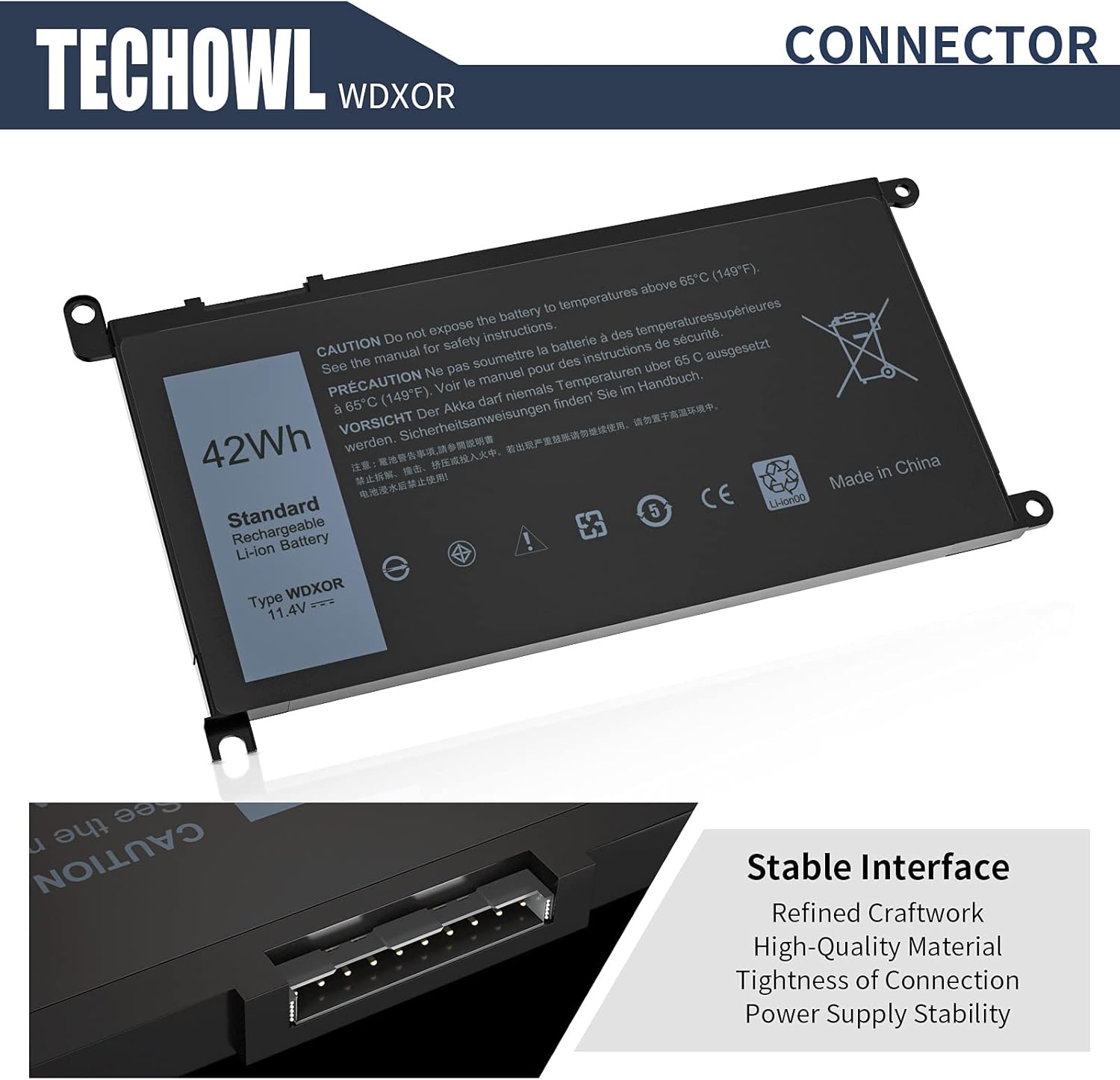 WDX0R – Batería de repuesto para Dell Inspiron 5567 para Dell Inspiron 15 5567 5570 7570 7573 7579, 13 7378 5378, 17 5767 Latitude 3379 Vostro 5468