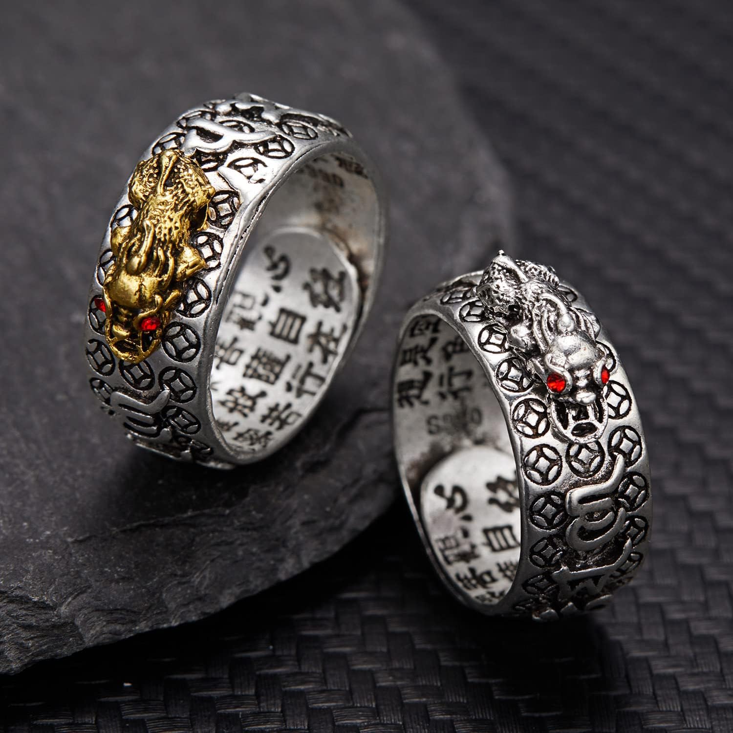 Anillo Feng Shui Pixiu Mantra para – Anillo Ajustable Pixiu Mantra De La Suerte