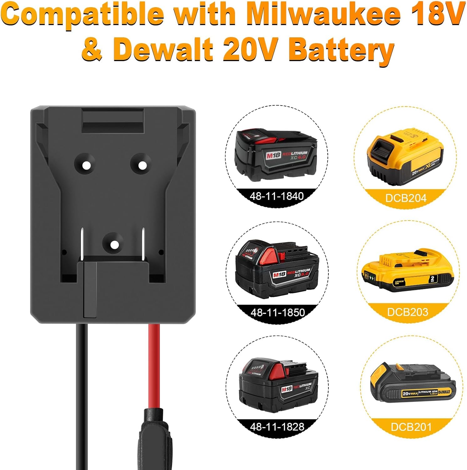 Paquete de 2 adaptadores de batería de Power Wheels para Milwaukee M18 Adaptador de batería de 18 V y Dewalt 20 V Power Wheels conversión de batería