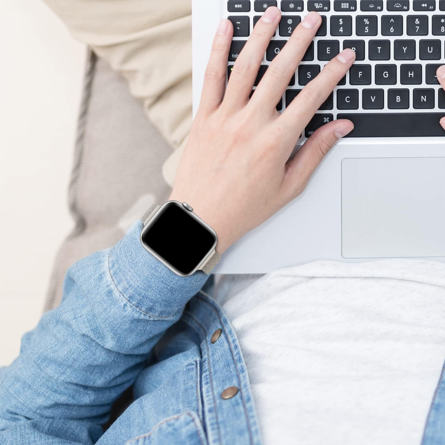 Correa de cierre magnético de malla de acero inoxidable compatible con Apple Watch de 1.496 pulgadas, 1.575 pulgadas, 1.654 pulgadas, 1.654