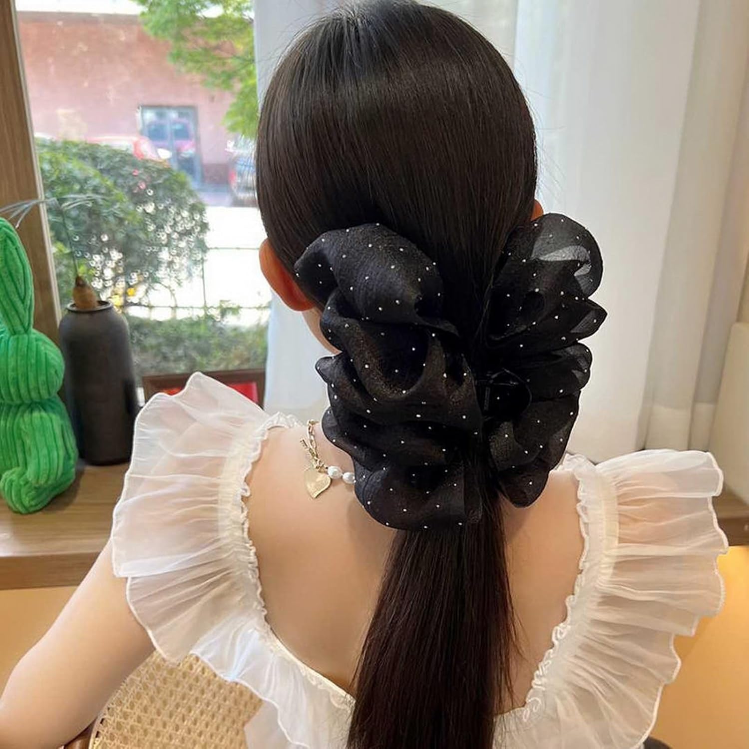 2 pinzas de lazo con diamantes de imitación, pinzas de burbujas de lazo de gasa con nube, garra grande para el cabello, pinzas florales grandes para