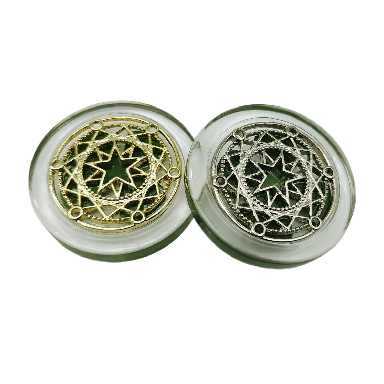 1 Pair Real Four Leaf Clover with Metals Magic Ornaments – Lucky Charms Lucky Coin, Moon Sun Star Good Luck Gift for Friends Family