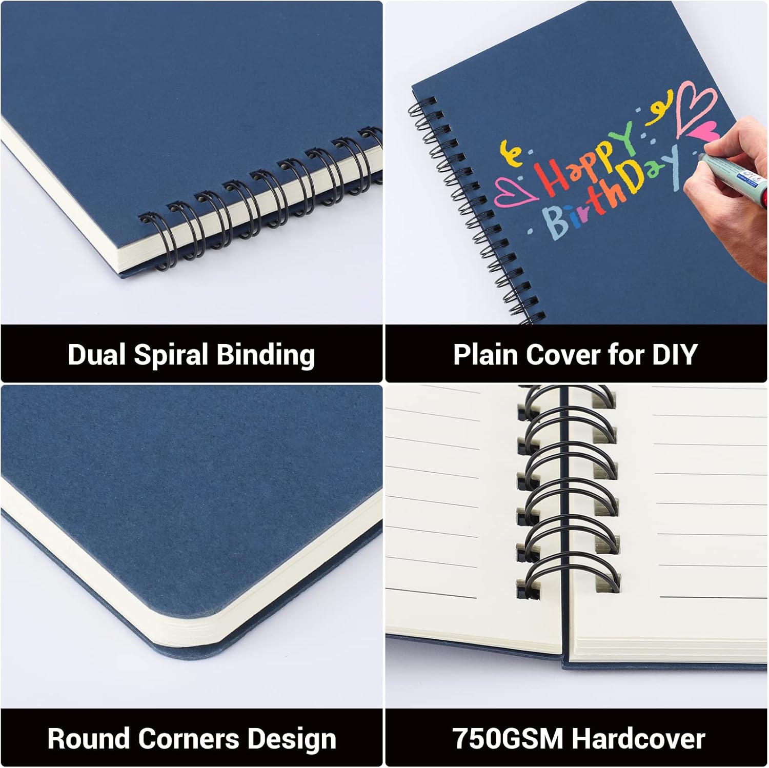 EUSOAR – Cuaderno rayado A5 con espiral, tapa dura, para escritura, viajes, notas, diario, bocetos, para estudiantes, oficina, negocios, tapa roja,