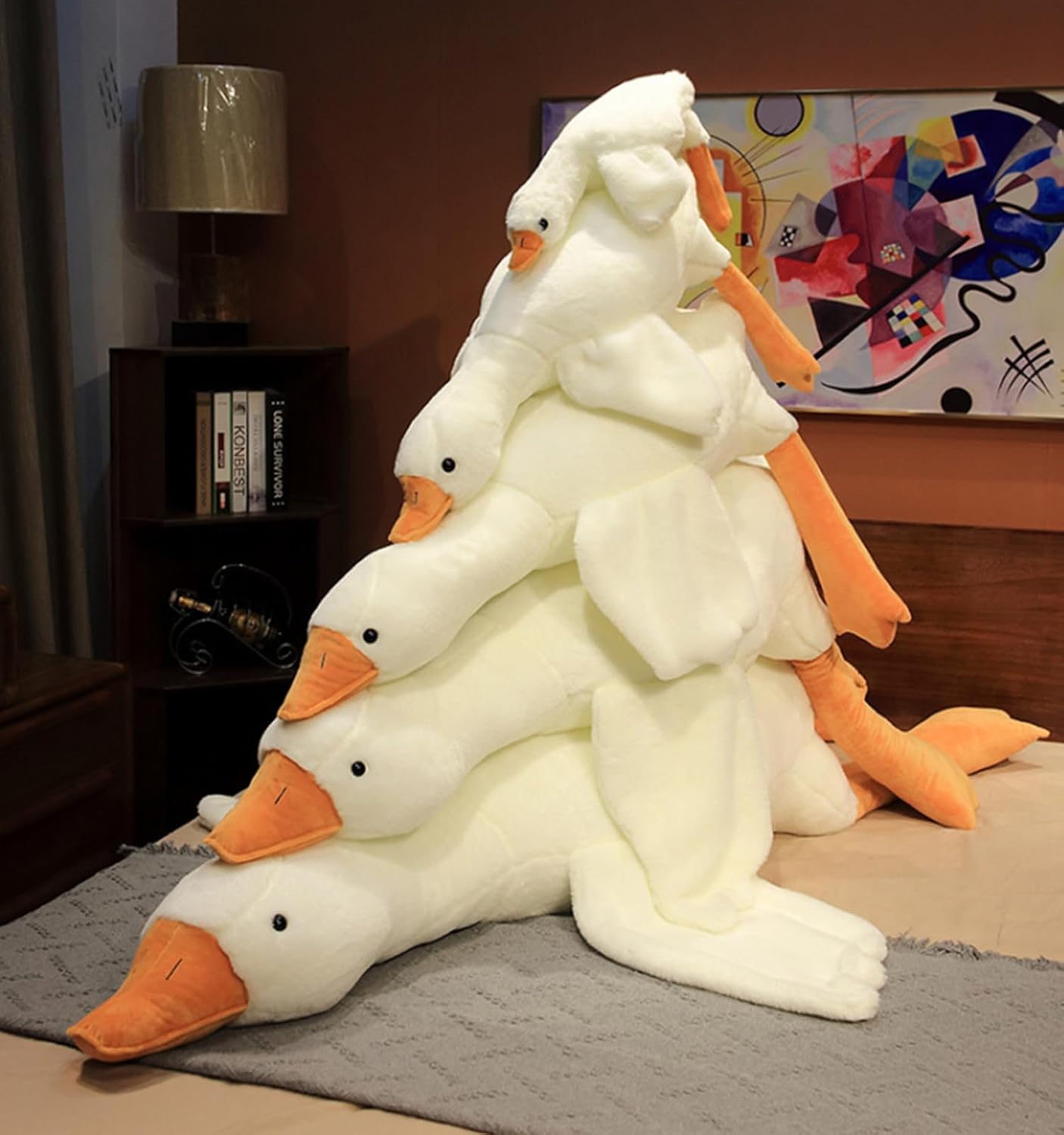 Almohada de peluche de ganso de peluche de pato grande, lindo juguete de peluche de ganso, regalo de Navidad de 35.4 pulgadas
