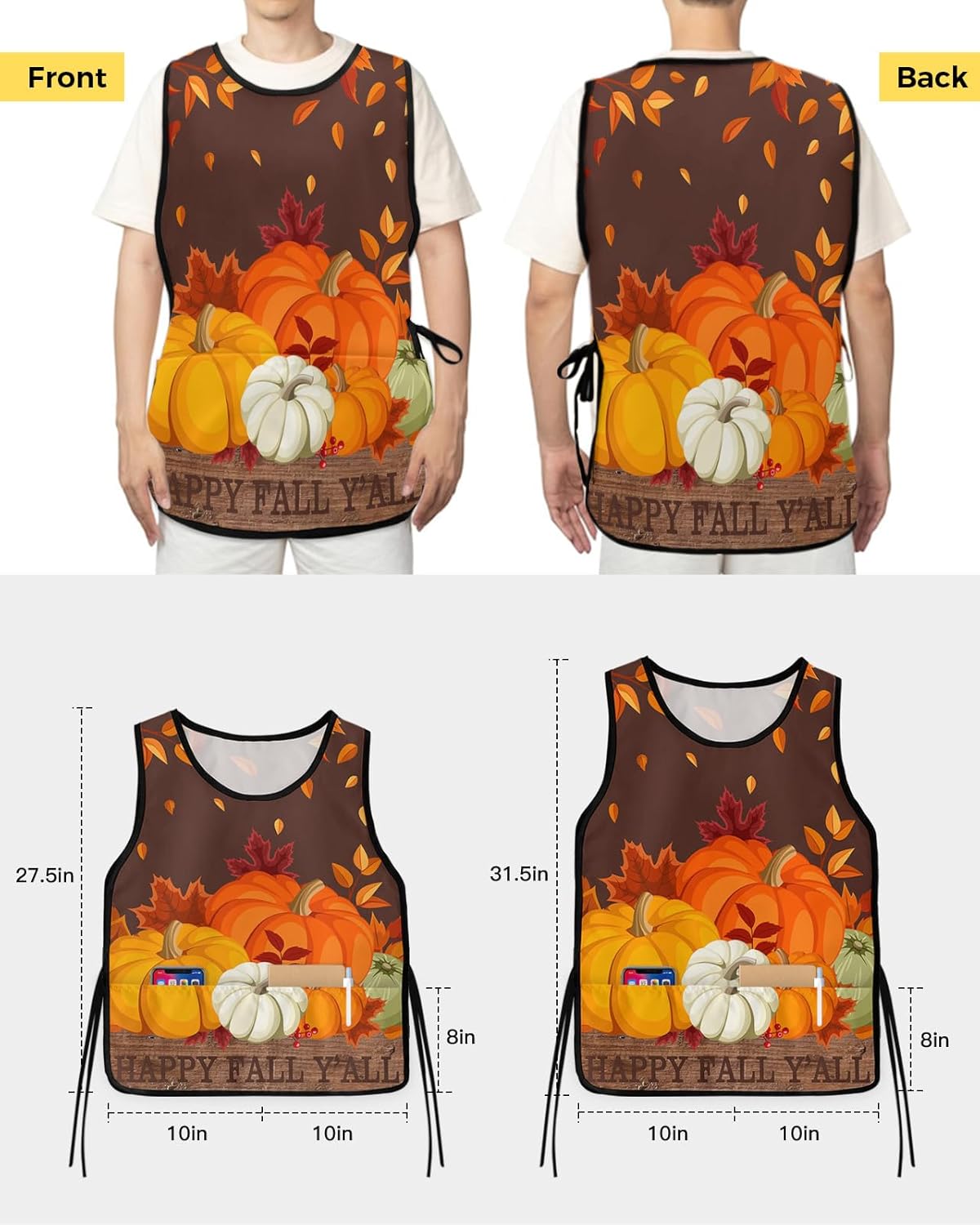 Universal Cobbler Apron with 2 Pockets Unisex Waterproof Chef Aprons Adjustable Washable Bib Apron