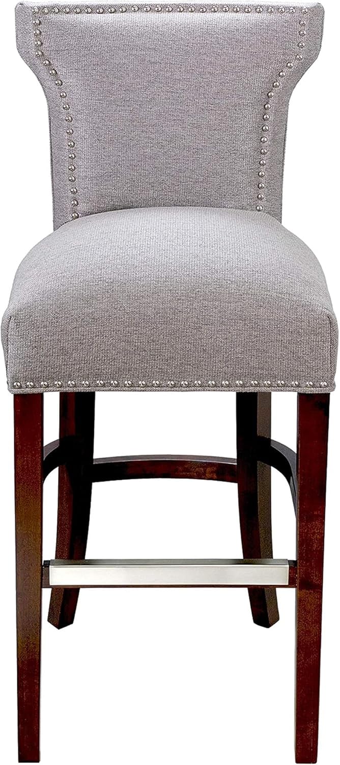Sole Designs Bella Wingback – Taburetes de bar de altura de mostrador para isla de cocina o pub en casa, moderno taburete tapizado sin brazos con