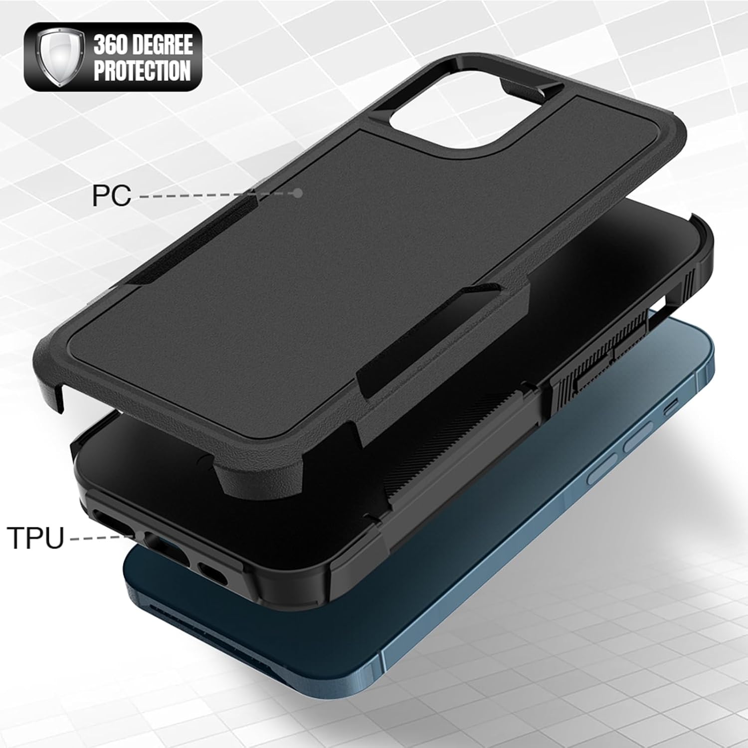 Funda para iPhone 12  iPhone 12 PRO funda protectora de doble capa resistente para teléfono celular, a prueba de golpes, resistente, con protector