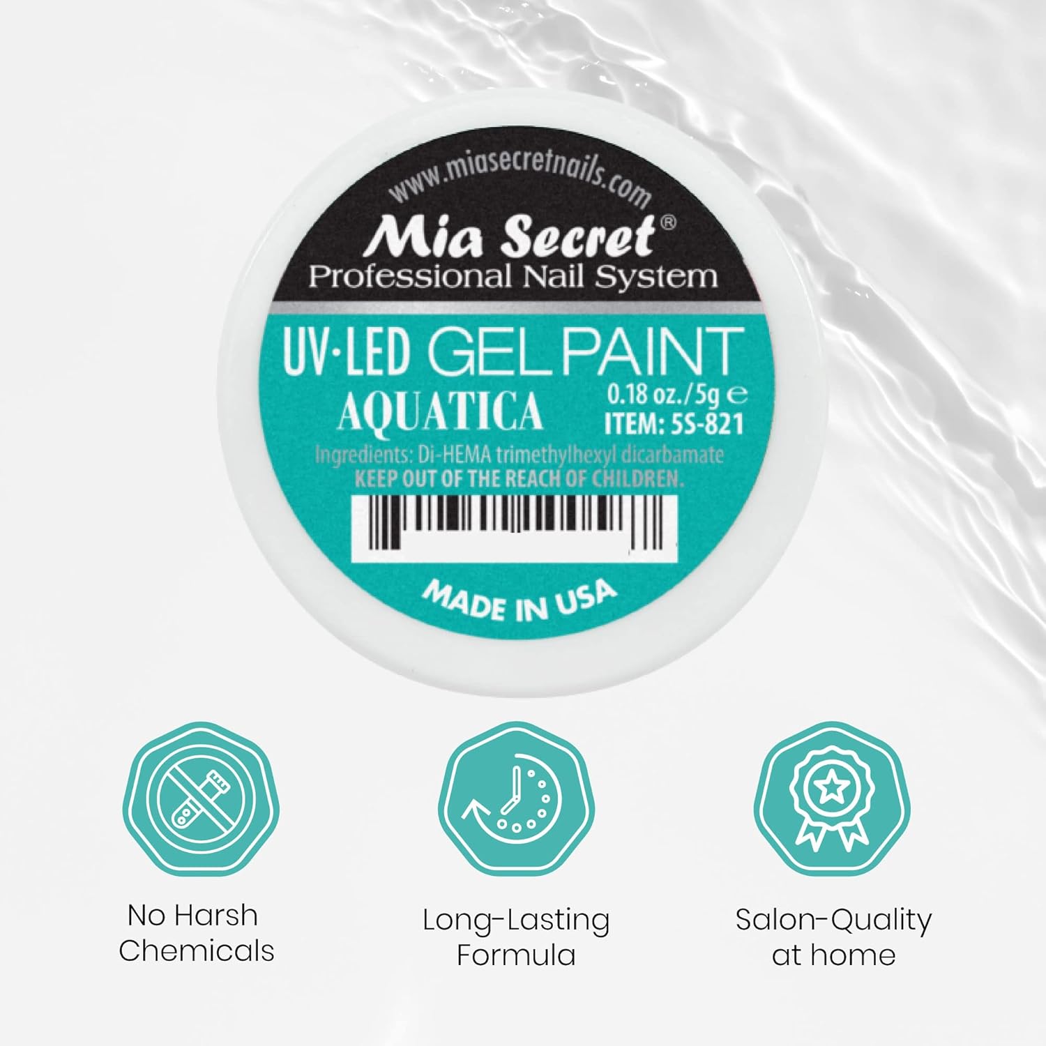 Mia Secret Sistema de uñas profesional UVLED Gel Paint – 0.18 oz (Aquatica)