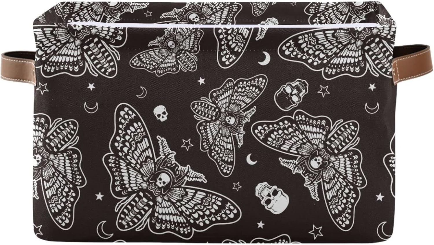 ALAZA Cesta de almacenamiento negra con diseño de calavera y mariposa para estantes para organizar el armario, estante del cuarto del bebé, juguetes