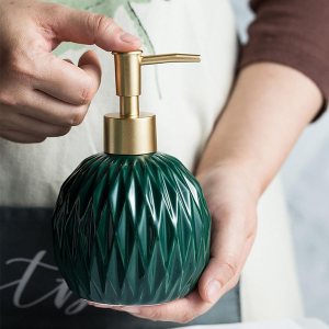 Ceramics – Dispensador de jabón dorado para baño, dispensador de jabón de alivio para fregadero de cocina, dispensador de jabón líquido recargable Ceramics – Dispensador de jabón dorado para baño, dispensador de jabón de alivio para fregadero de cocina, dispensador de jabón líquido recargable