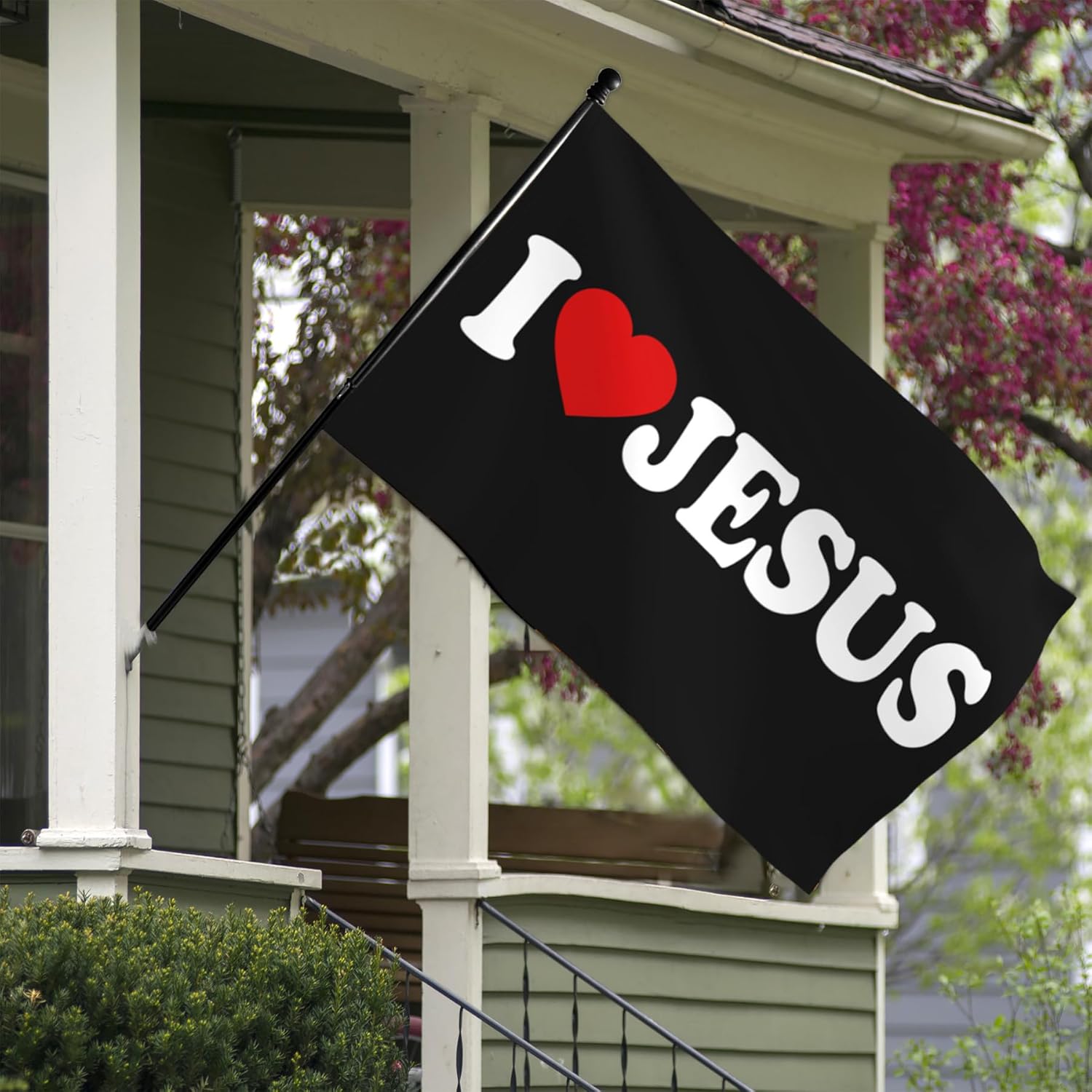 Bandera de Jesús con texto en inglés “I Love Jesus”, banderas americanas para exteriores, 3 x 5 pulgadas, bandera de fe cristiana sobre el miedo,