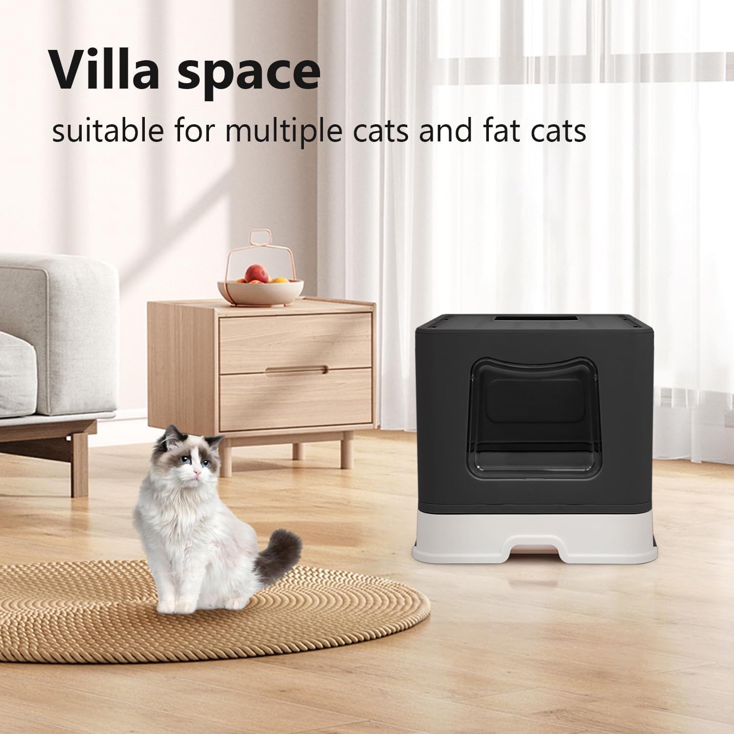 Caja de arena plegable para gatos con tapa, orinal cerrado para gatos, inodoro para gatos antisalpicaduras, fácil de limpiar, incluye pala de arena