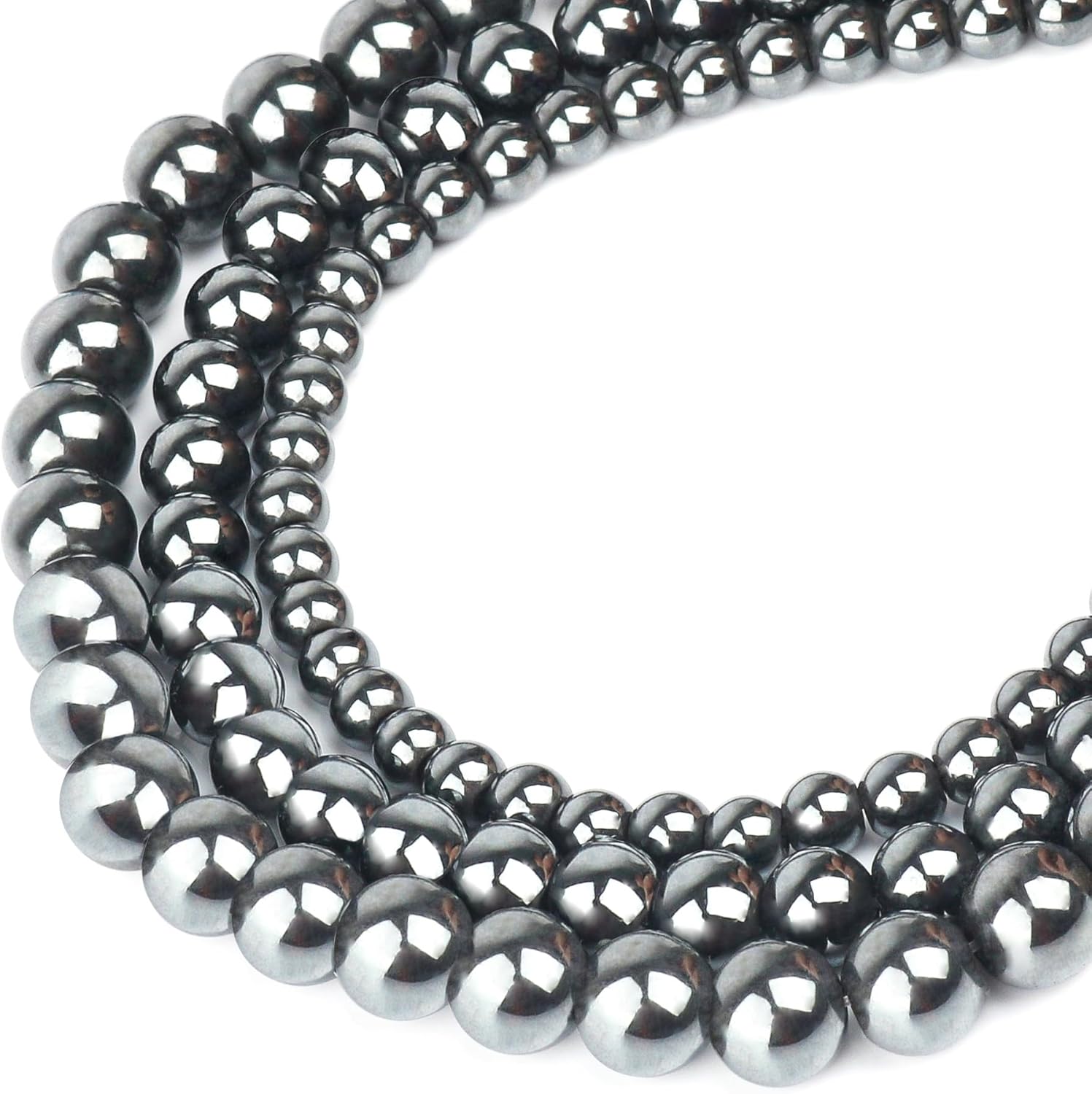 100 cuentas de piedras preciosas naturales de hematita negra de 0.315 pulgadas para hacer joyas, cuentas redondas sueltas de piedra para pulseras y