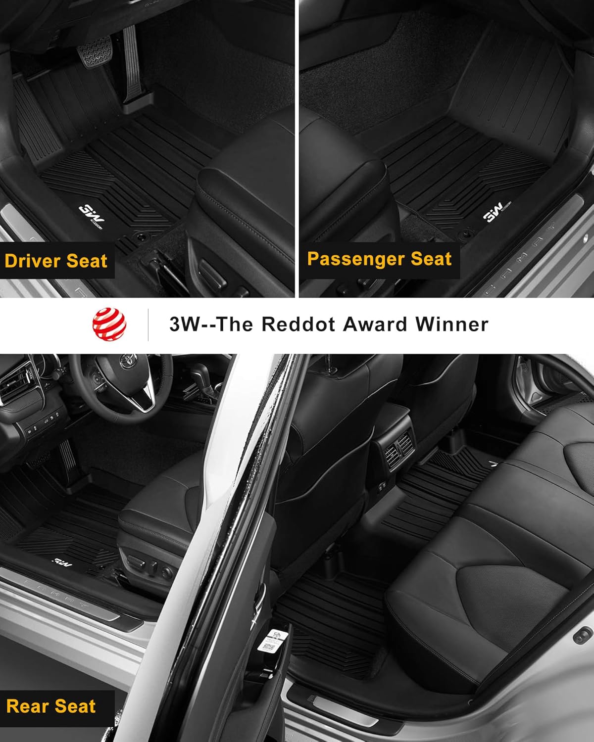 3W Alfombrillas de suelo y revestimiento de carga para Toyota RAV4 2019-2024 (no para híbridos o Prime) TPE para todo tipo de clima, ajuste