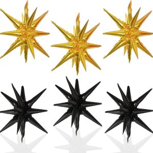 6 globos de papel de aluminio con forma de estrella, de una sola pieza, globos de estrella de 14 puntas 4D, conos de estrella de Mylar de 22 6 globos de papel de aluminio con forma de estrella, de una sola pieza, globos de estrella de 14 puntas 4D, conos de estrella de Mylar de 22