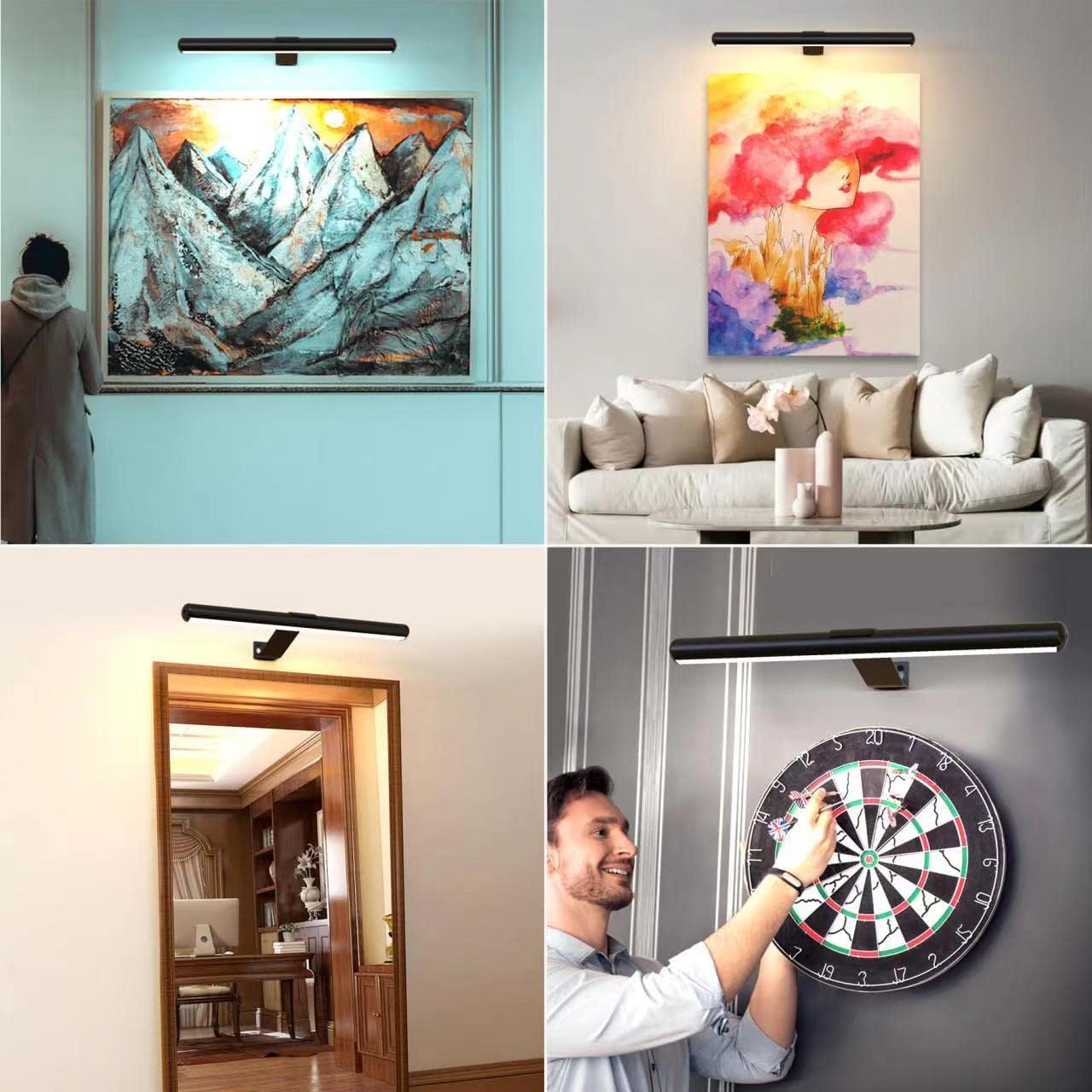 Luz de imagen inalámbrica de 16 pulgadas, batería recargable, luz de pintura de metal completo con control remoto, luz LED de exhibición de arte