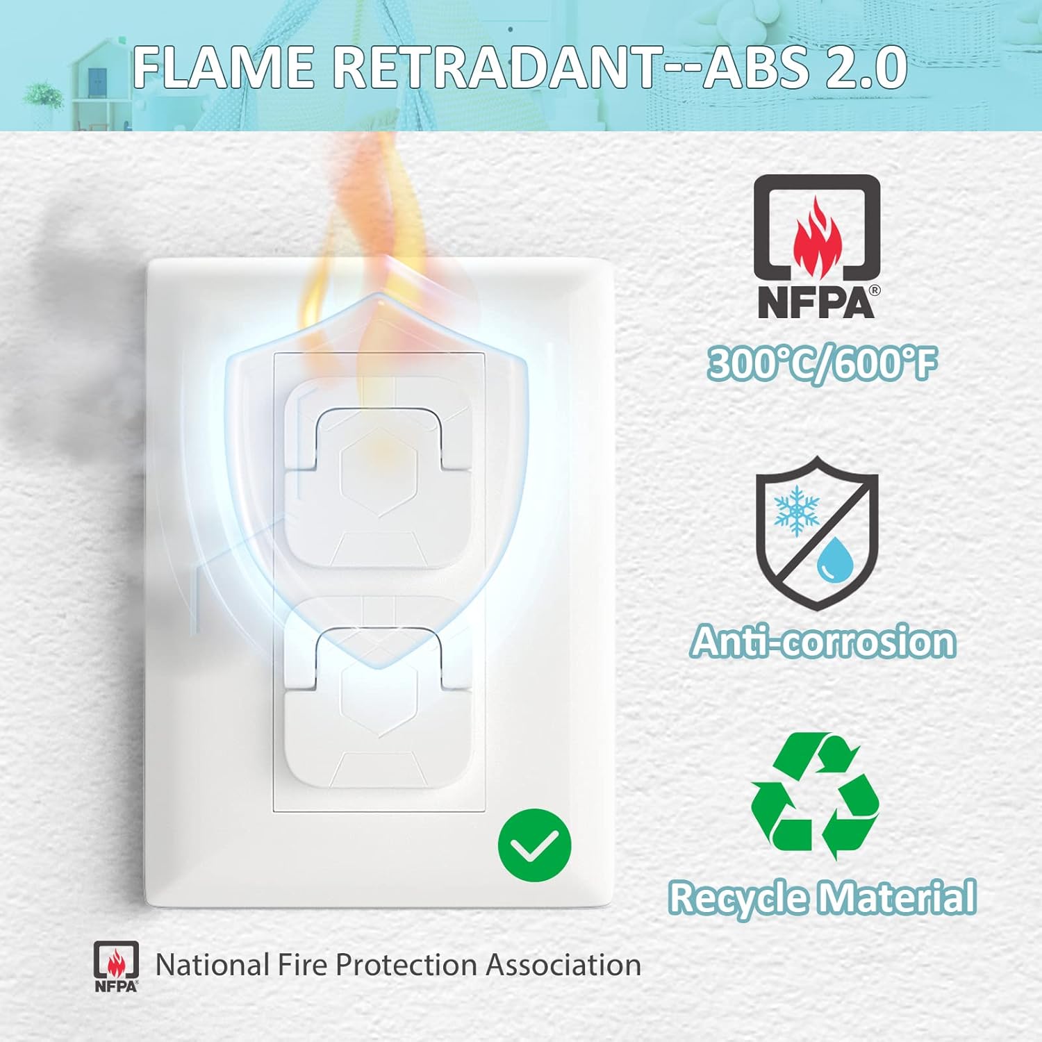 4our Kiddies Cubiertas de toma de corriente a prueba de bebés (paquete de 60) – Protectores de enchufe eléctrico de seguridad infantil para evitar
