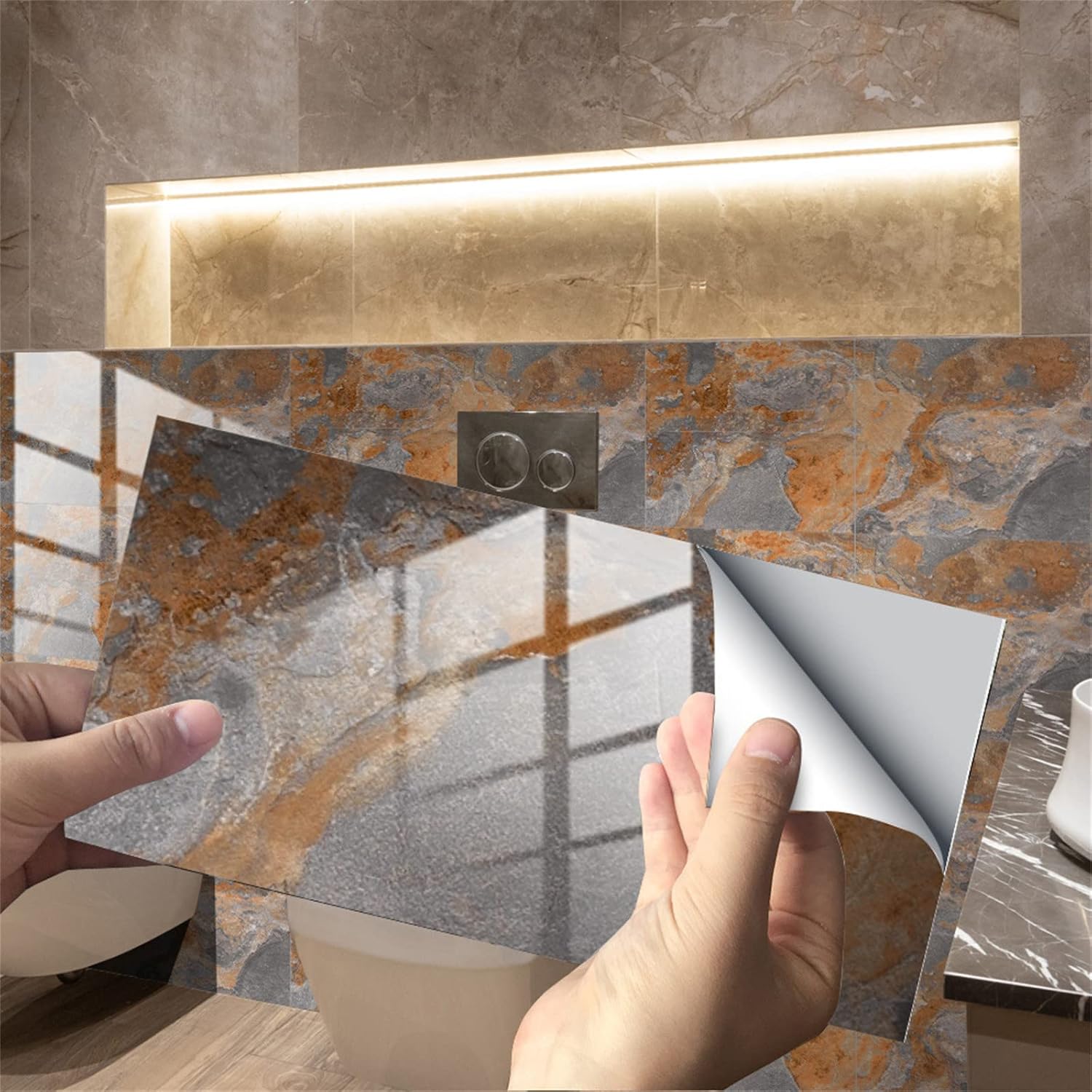 4 hojas autoadhesivas de azulejos de mosaico de metal autoadhesivos para salpicaduras de cocina y baño