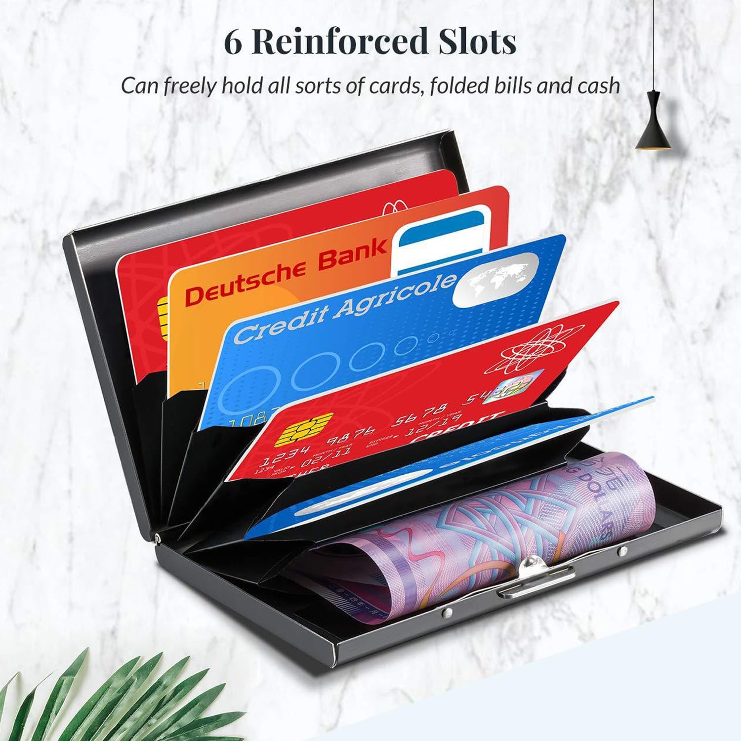 Soporte para tarjetas de crédito, fundas protectoras de bloqueo RFID, cartera de metal para tarjetas de crédito, soporte para tarjetas de visita