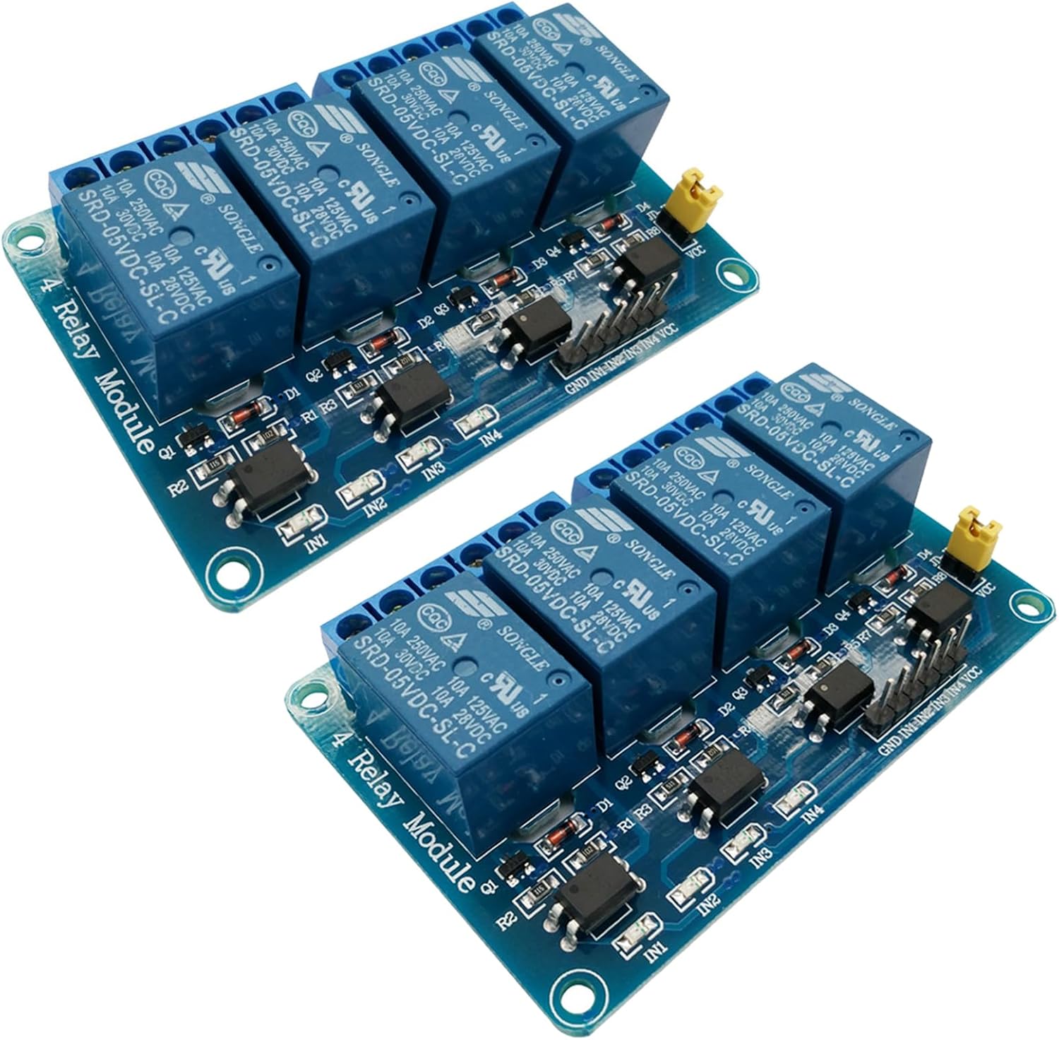 Módulo de relé de 4 canales DC de 5 V compatible con Arduino R3 MEGA Raspberry Pi con optoacoplador placa de expansión de alto y bajo nivel