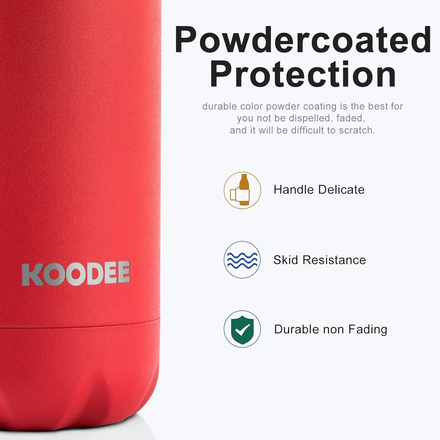 koodee Botella de agua aislada, paquete de 2 botellas de agua deportivas de acero inoxidable de doble pared a prueba de fugas en forma de cola que