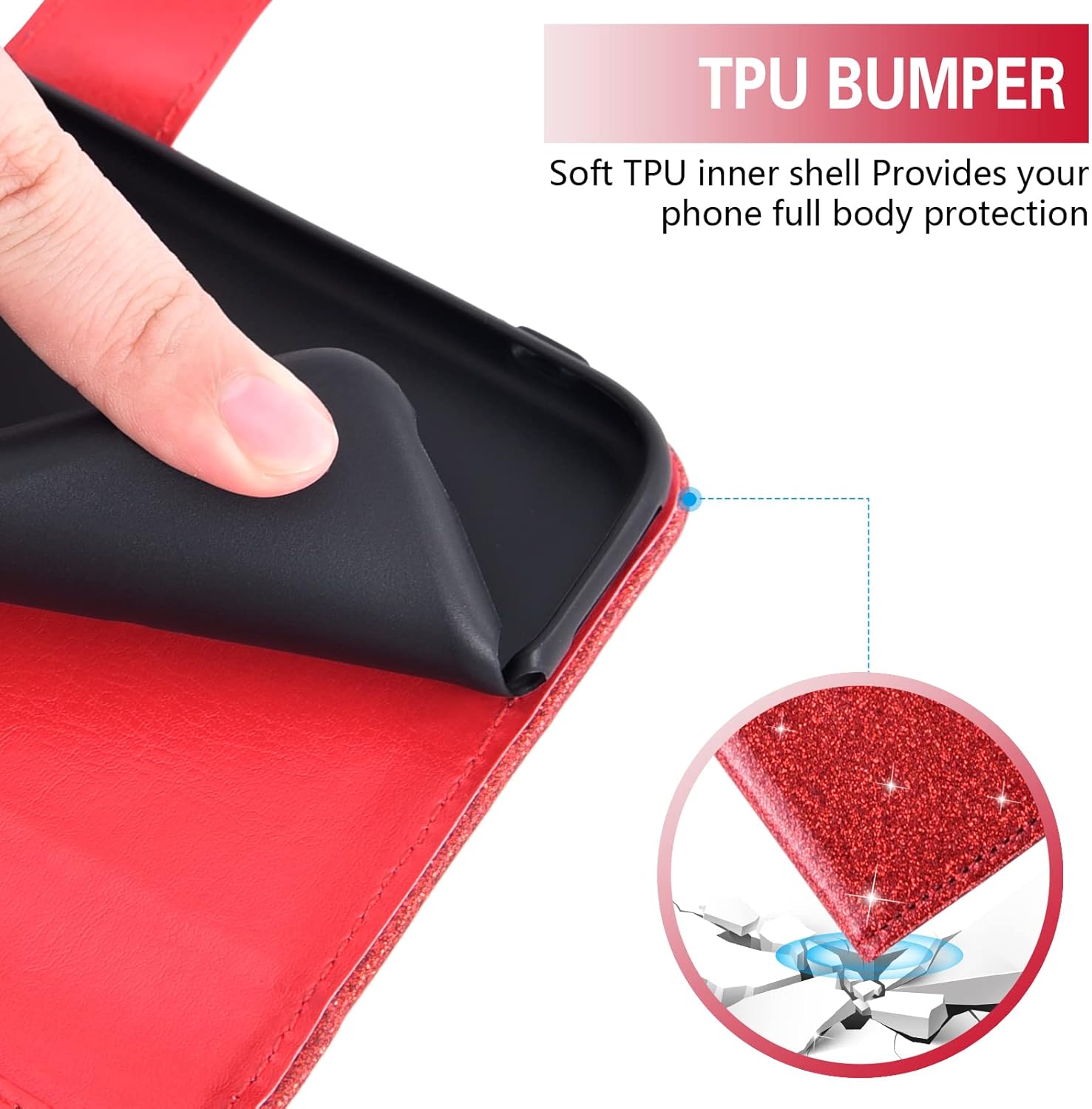 Asuwish Funda de teléfono para Moto Z4Moto Z 4 PlayMotoZ4 Force con protector de pantalla de vidrio templado y cartera con purpurina, soporte para