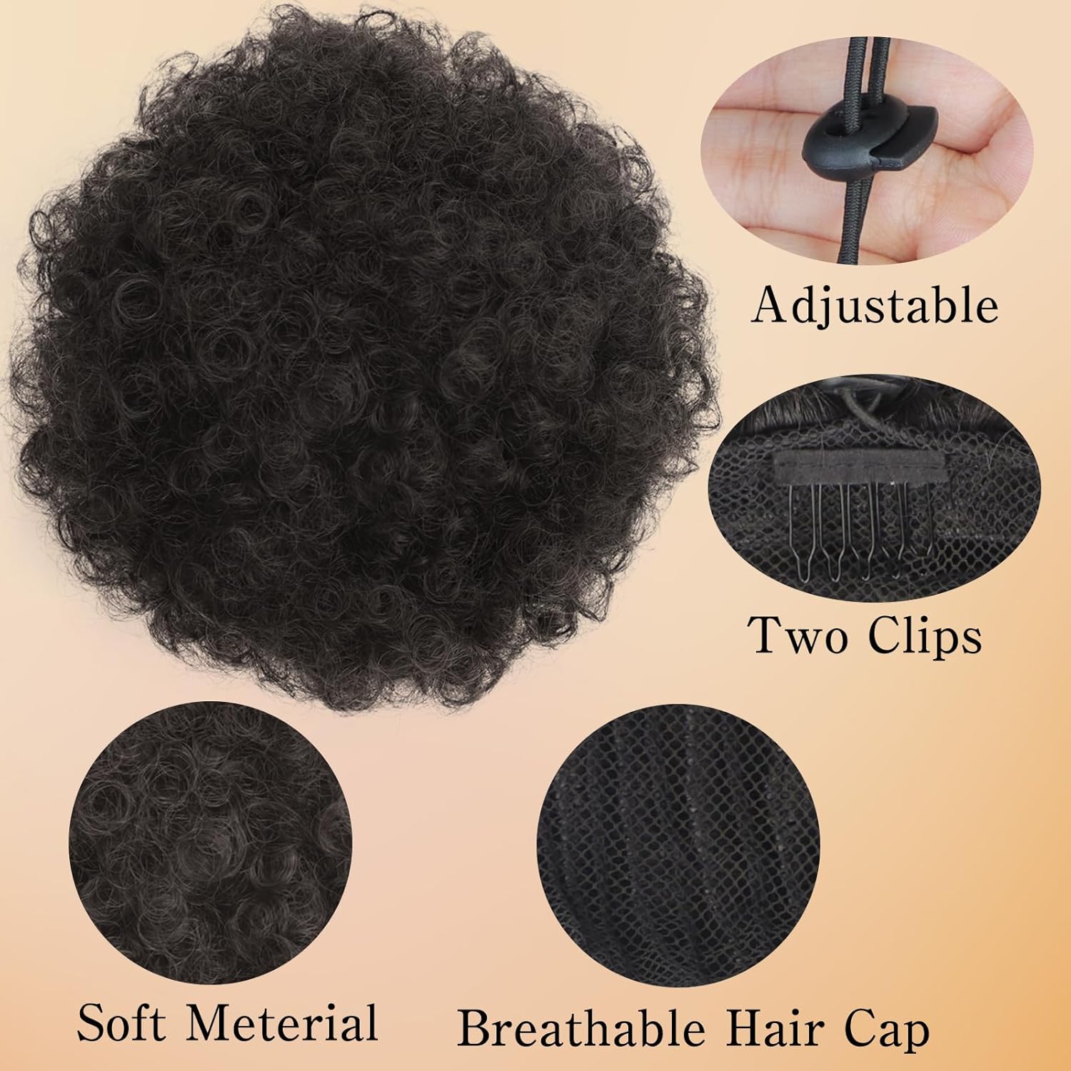 AISI QUEENS Peluca de cola de caballo rizada con cordón y clip para mujeres negras, sintética (mediana (paquete de 1), 2# (negro natural)