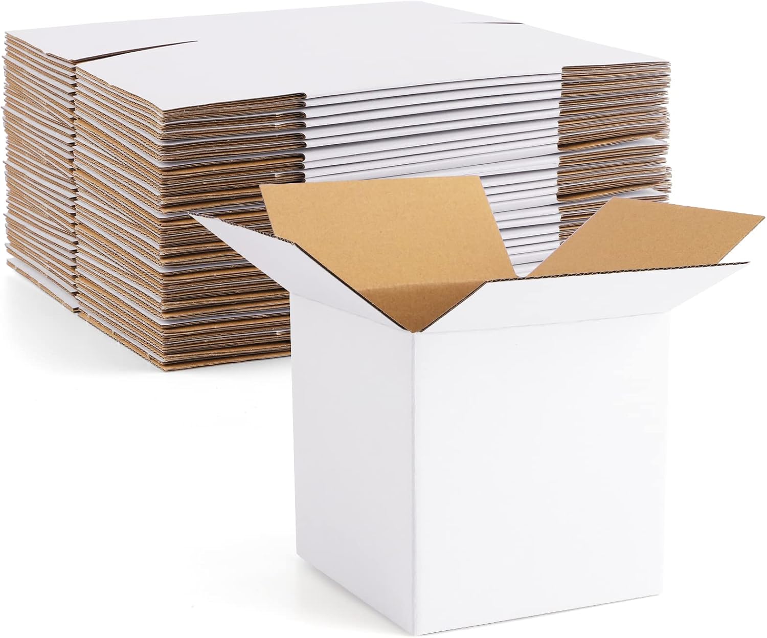 Eupako Paquete de 30 sobres de cartón corrugado de 6 x 6 x 6 pulgadas, cajas de envío pequeñas de cubo blanco para embalaje de pequeñas empresas,