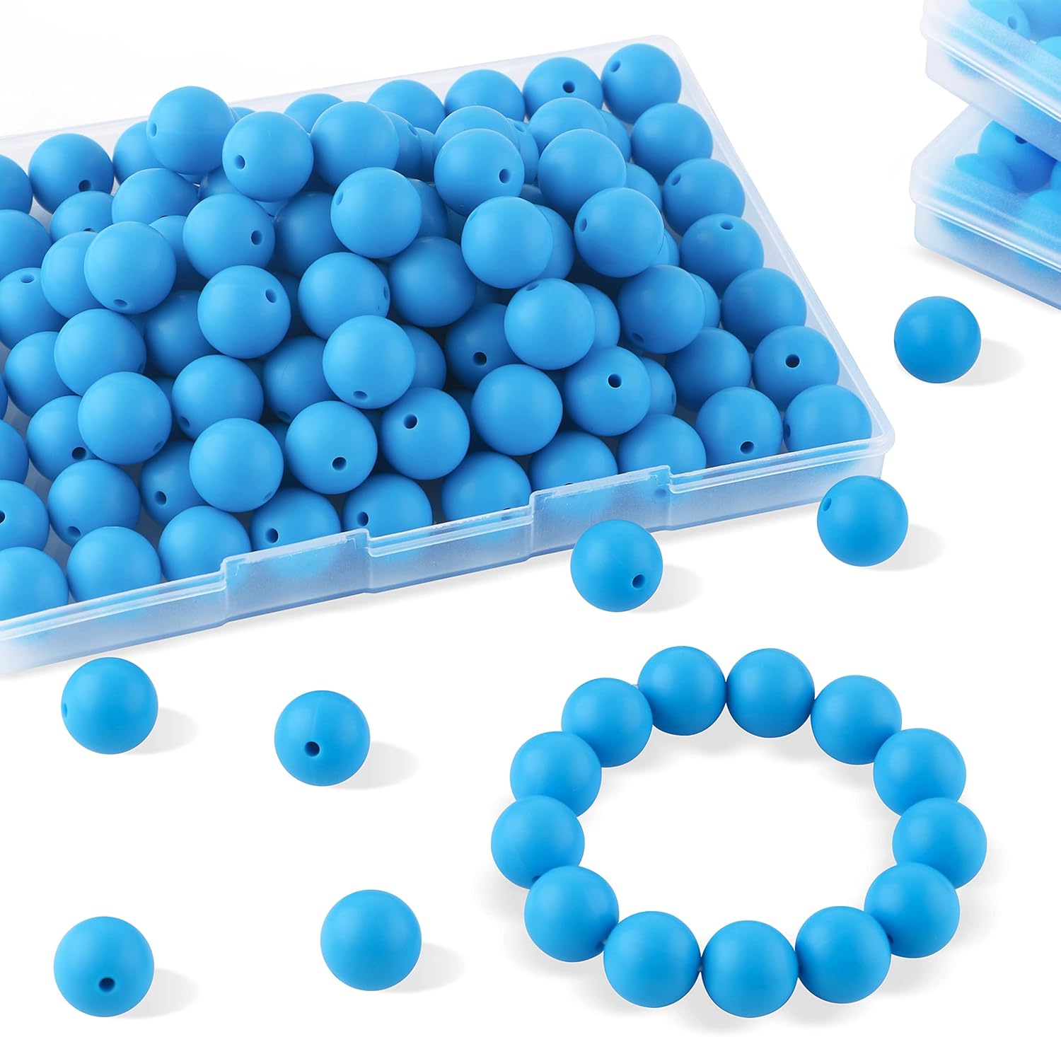 70 cuentas de silicona, cuentas de silicona de 0.59 pulgadas para hacer llaveros, cuentas focales de silicona sueltas de goma para kit de