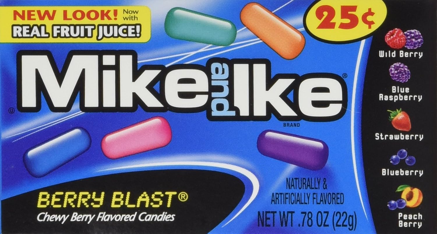 Mike and Ike Berry Blast (1 caja de 24 paquetes individuales de 0.78 onzas)