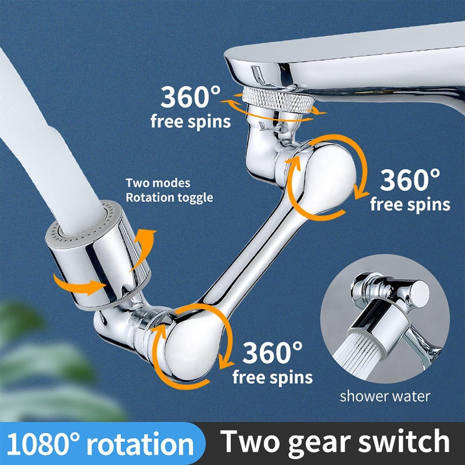 Swiel – Extensor de grifo de 1080, aireador universal de grifo, fregadero de cocina y baño, accesorio giratorio de 360, 2 modos de salpicaduras para