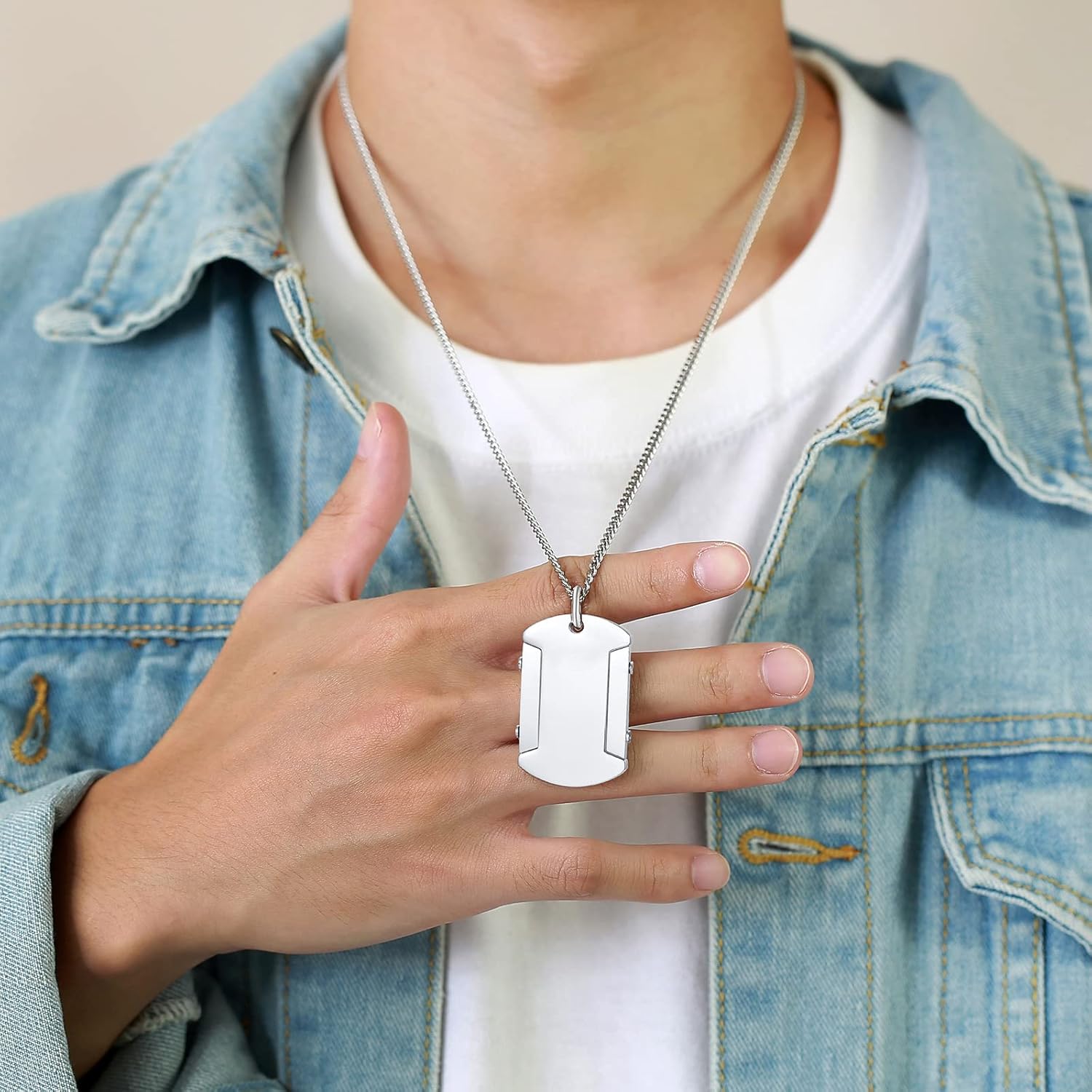 Collar de identificación de alerta médica para hombres, grabado con láser, collar con colgante de etiqueta de acero inoxidable, identificación de