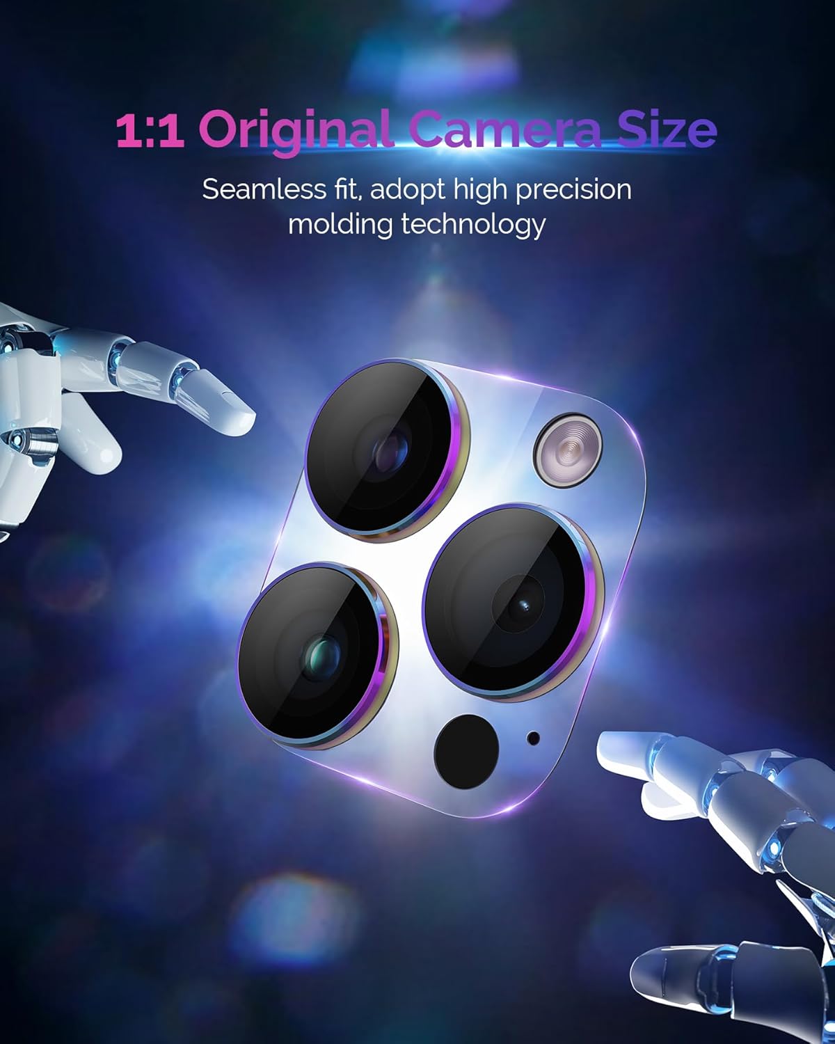 Diseño para iPhone 15 ProiPhone 15 Pro Max, protector de lente de cámara, cobertura completa Disparo nocturno HD 9H vidrio templado acrílico