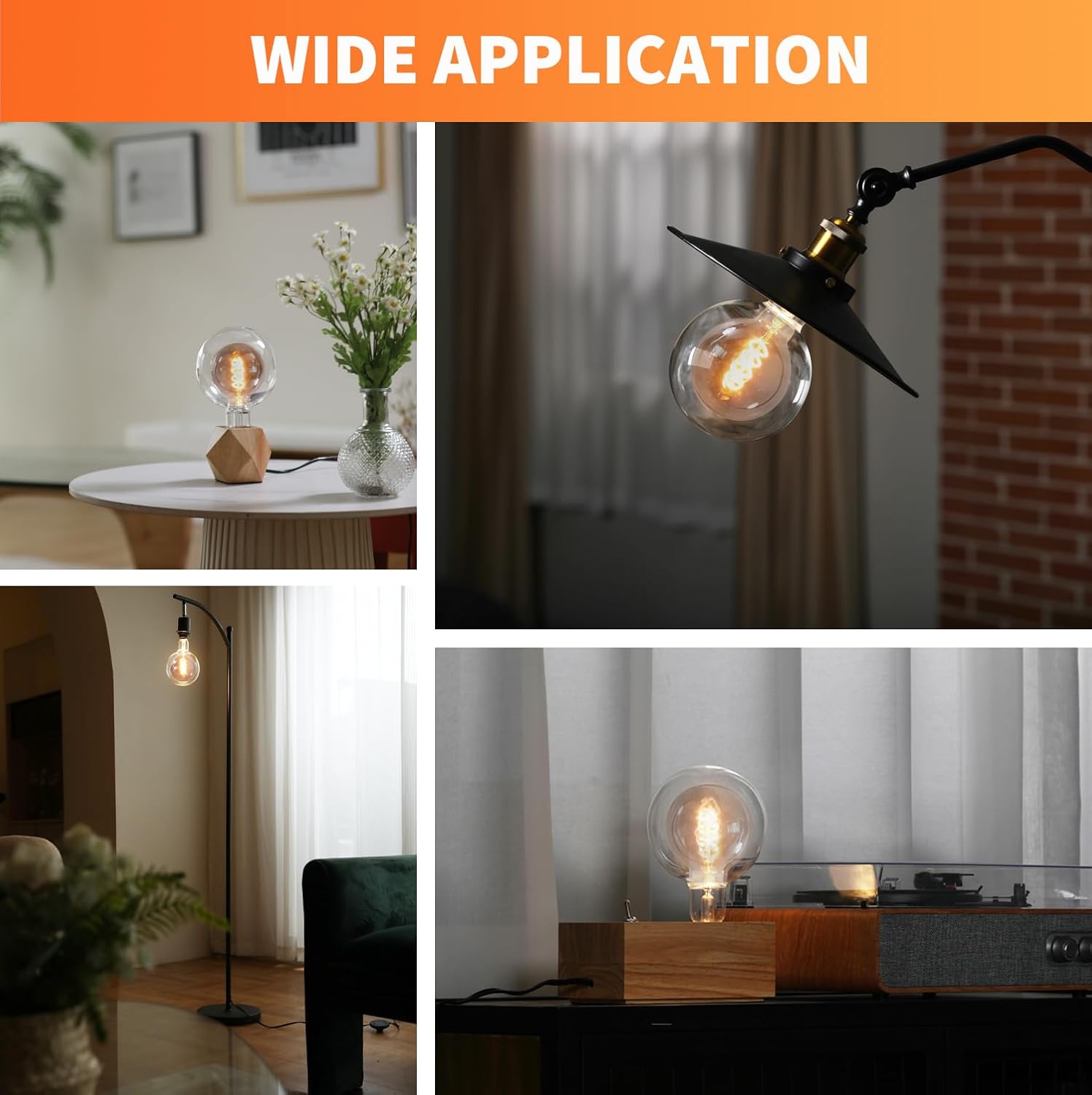 ALAMPEVER Bombillas LED de globo grandes, LED decorativas regulables con 6 W equivalentes a bombillas de 40 W, blanco suave de 2700 K, base E26, 300