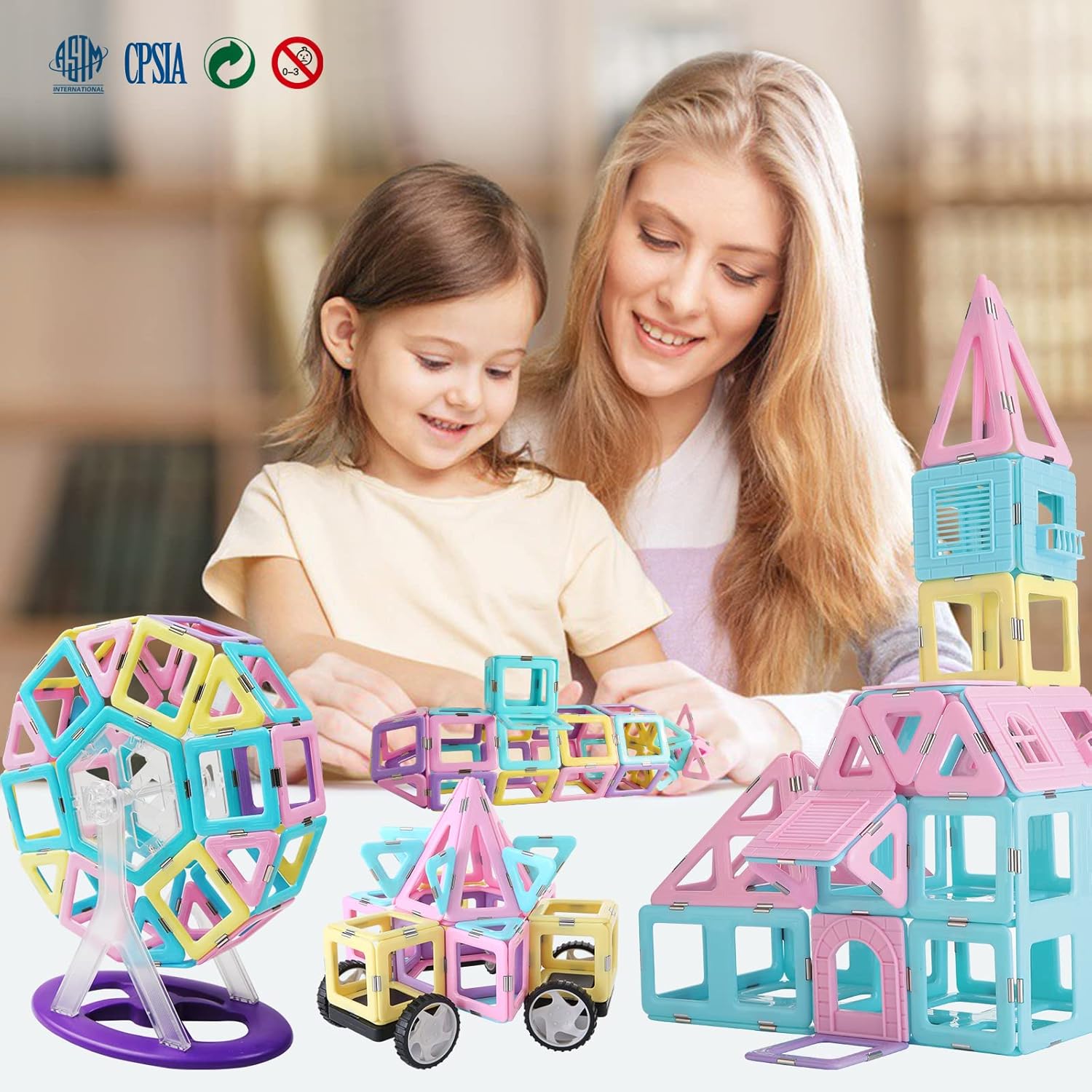 MAGBLOCK Bloques de construcción de azulejos magnéticos, regalo para niñas y niños de 3 a 8 años, juguetes educativos para niños y niñas