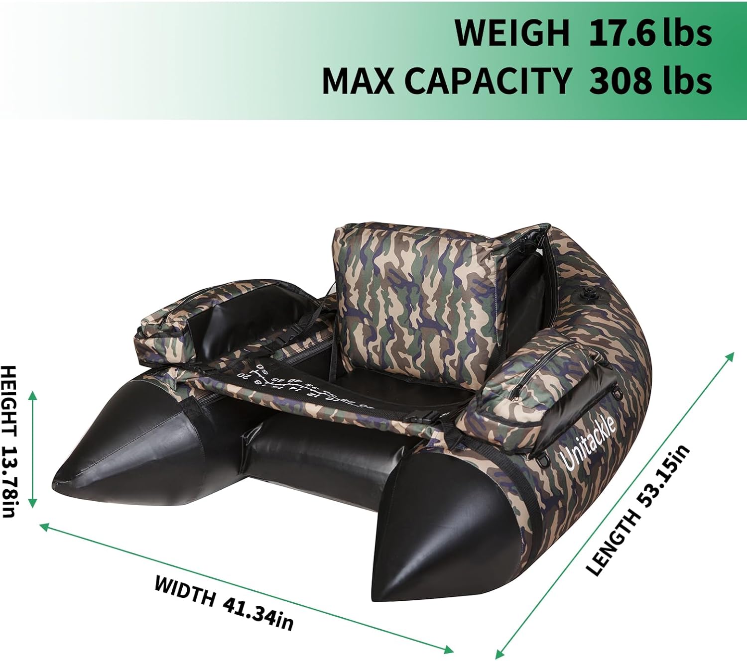 Inflatable Fishing Float Tube,Adult Manual Foldable Float Tube with Paddle, Manual Air Pump, Portable Backpack, Max Weight 300 lbs, forFishing Lake
