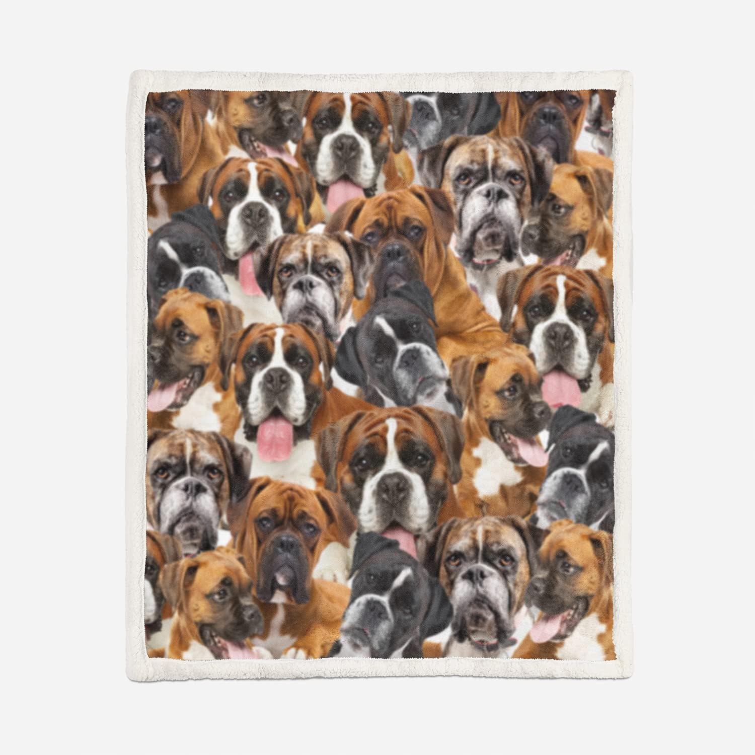 AILONEN Manta tipo bóxer para perros y adultos, con estampado de animales, bonita manta de felpa de doble cara de lana de cordero, franela Sherpa